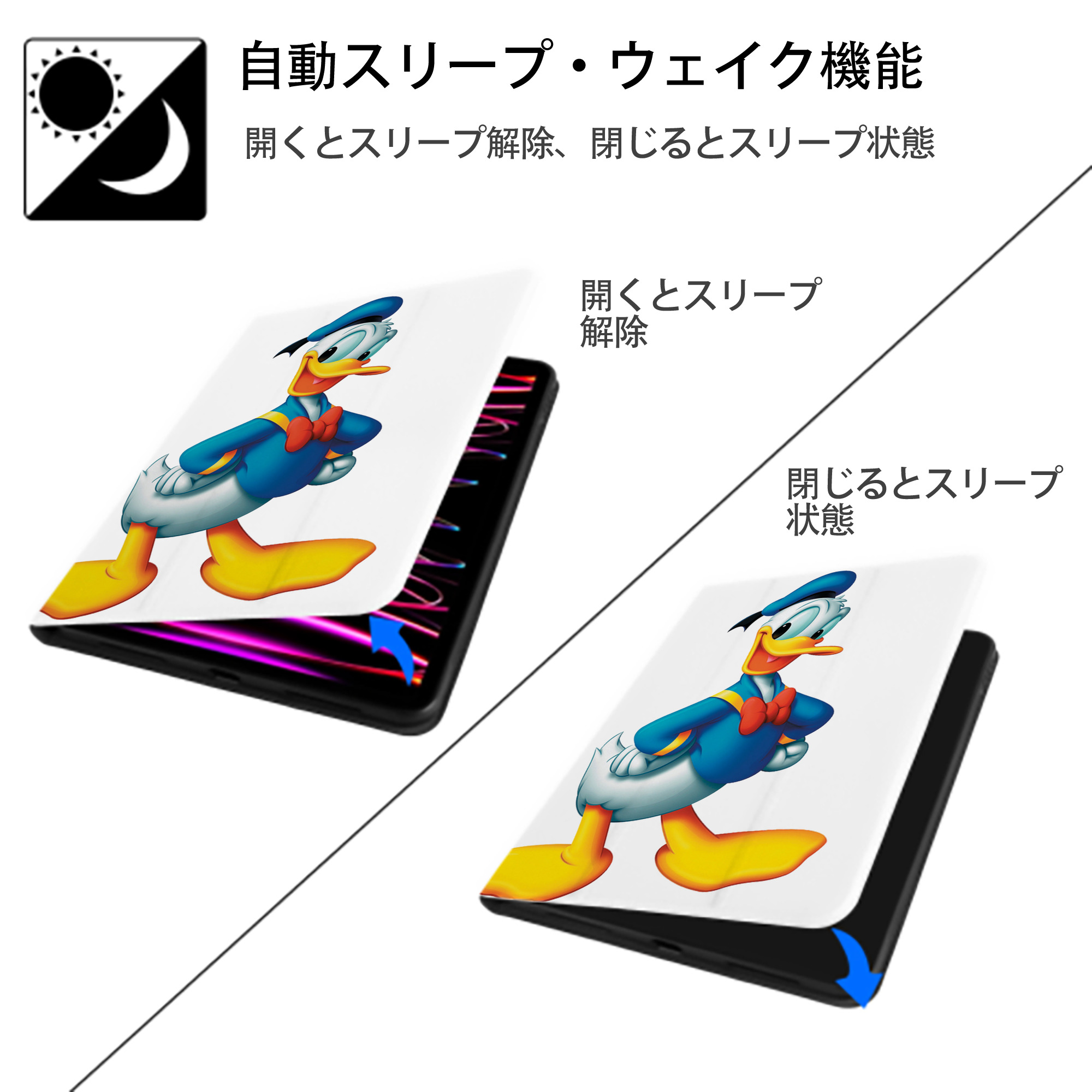 ミッキーマウス Mickey Mouse IPad ケース ペン収納付き 三つ折りスタンド PUレザー×シリコン 対応機種9.5/10.5/10.9インチ