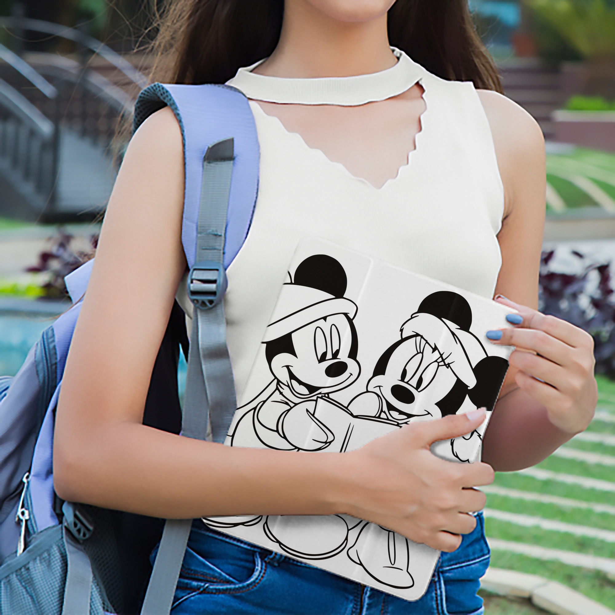 ミッキーマウス Mickey Mouse IPad ケース ペン収納付き 三つ折りスタンド PUレザー×シリコン 対応機種9.5/10.5/10.9インチ