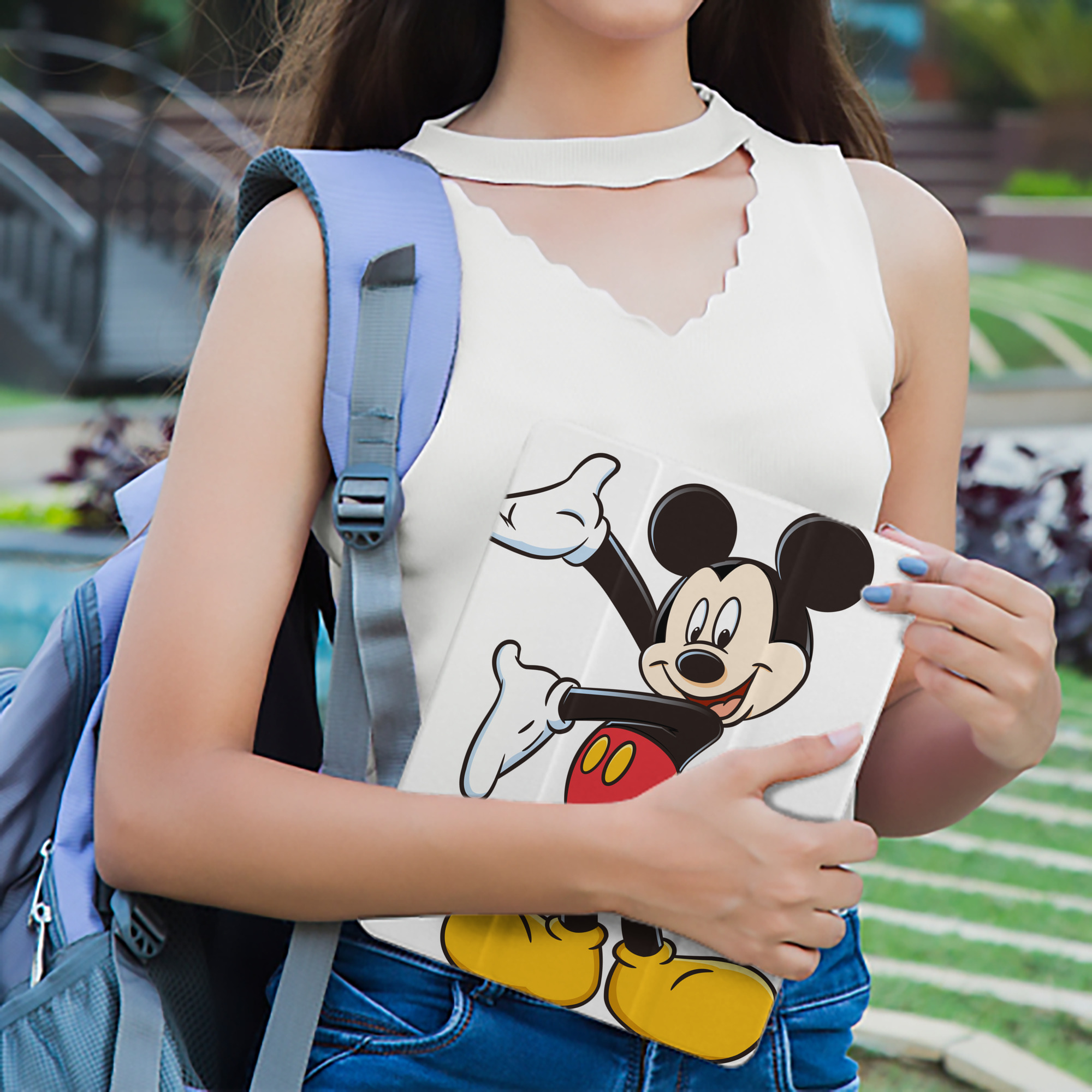 ミッキーマウス Mickey Mouse IPad ケース ペン収納付き 三つ折りスタンド PUレザー×シリコン 対応機種9.5/10.5/10.9インチ