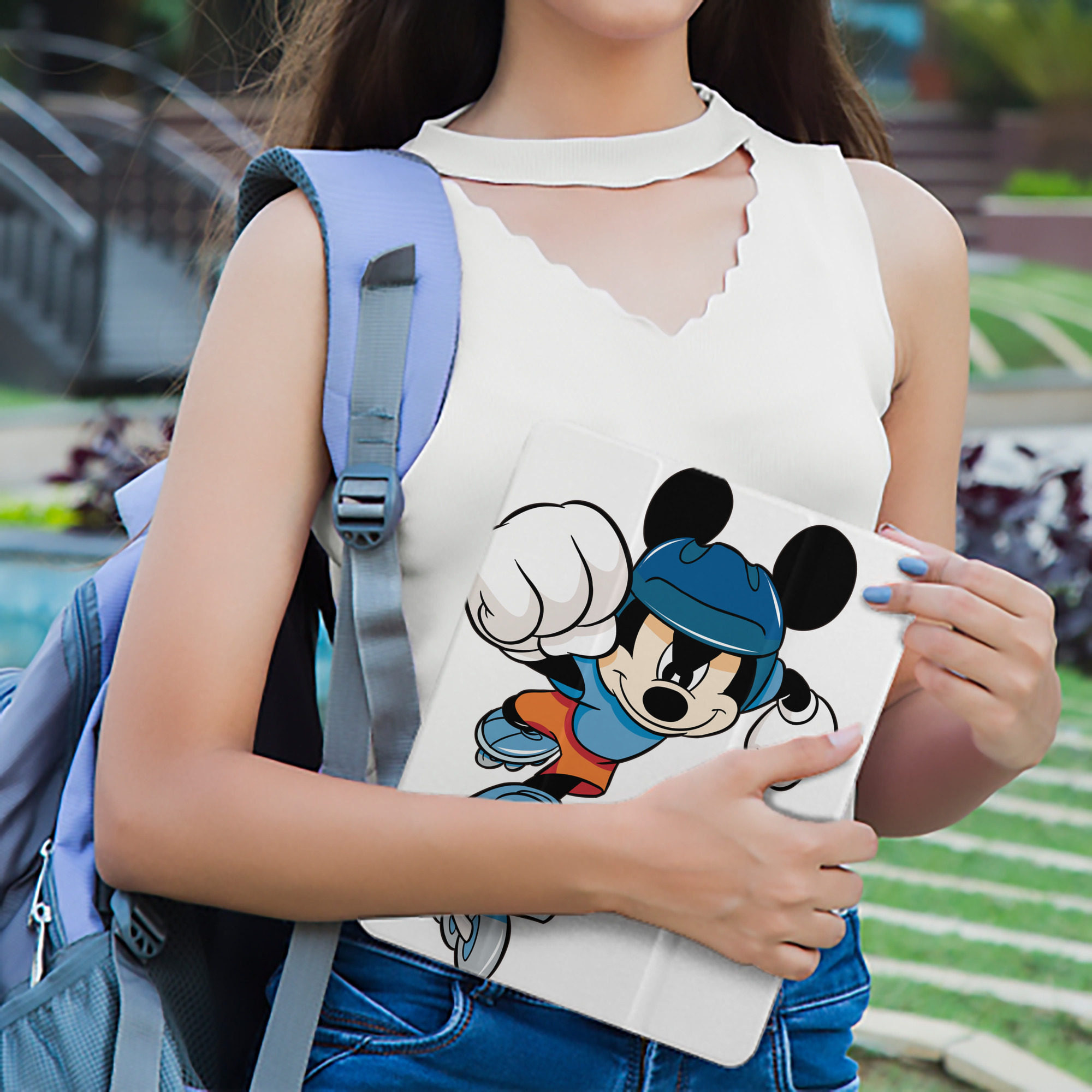 ミッキーマウス Mickey Mouse IPad ケース ペン収納付き 三つ折りスタンド PUレザー×シリコン 対応機種9.5/10.5/10.9インチ