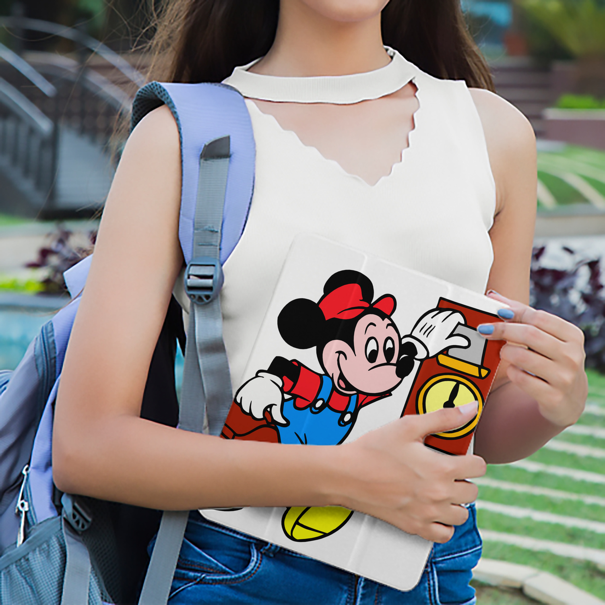 ミッキーマウス Mickey Mouse IPad ケース ペン収納付き 三つ折りスタンド PUレザー×シリコン 対応機種9.5/10.5/10.9インチ