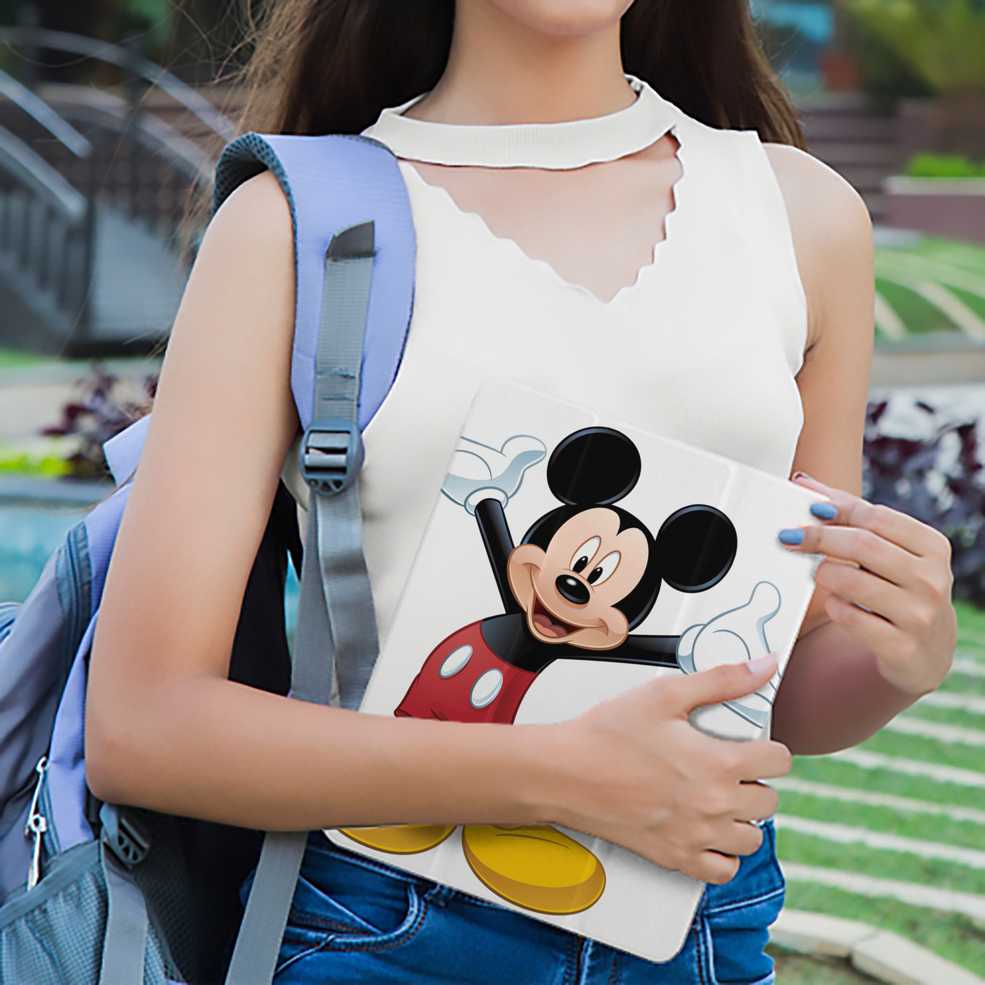 ミッキーマウス Mickey Mouse IPad ケース ペン収納付き 三つ折りスタンド PUレザー×シリコン 対応機種9.5/10.5/10.9インチ