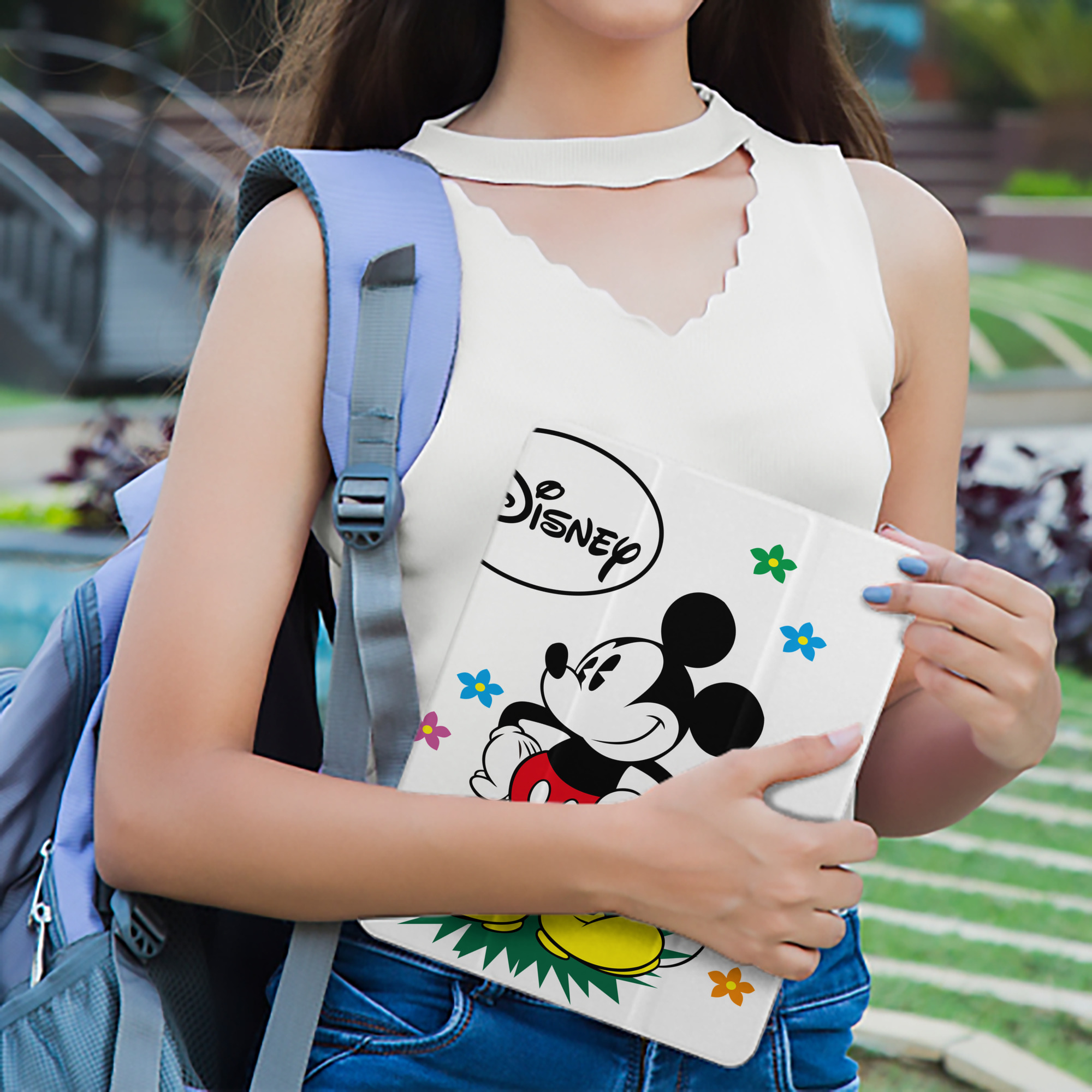 ミッキーマウス Mickey Mouse IPad ケース ペン収納付き 三つ折りスタンド PUレザー×シリコン 対応機種9.5/10.5/10.9インチ