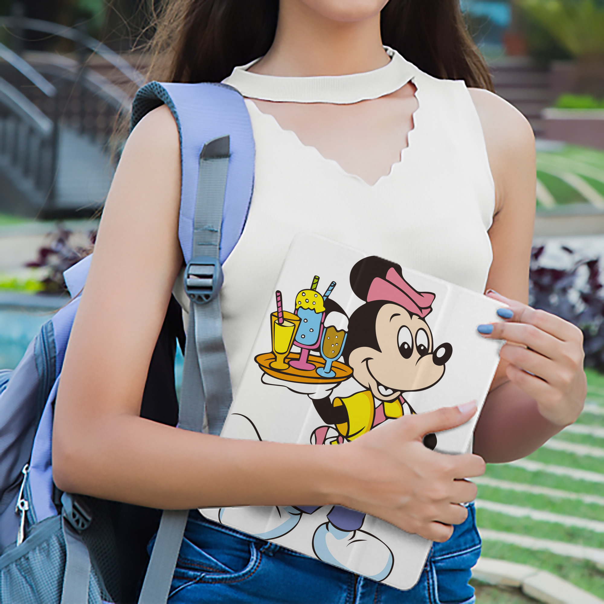 ミッキーマウス Mickey Mouse IPad ケース ペン収納付き 三つ折りスタンド PUレザー×シリコン 対応機種9.5/10.5/10.9インチ