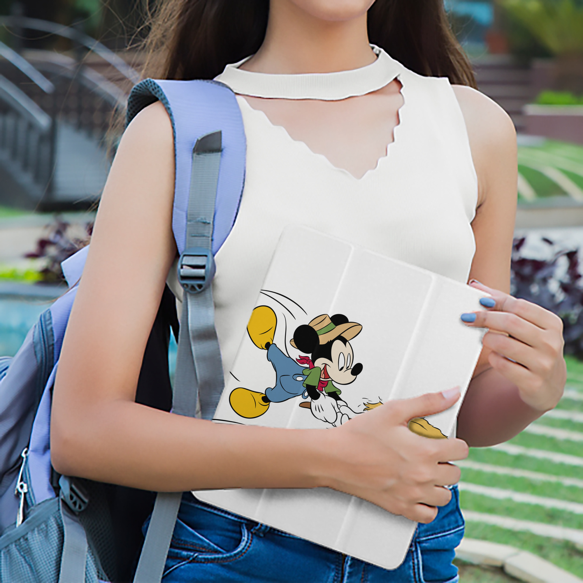 ミッキーマウス Mickey Mouse IPad ケース ペン収納付き 三つ折りスタンド PUレザー×シリコン 対応機種9.5/10.5/10.9インチ