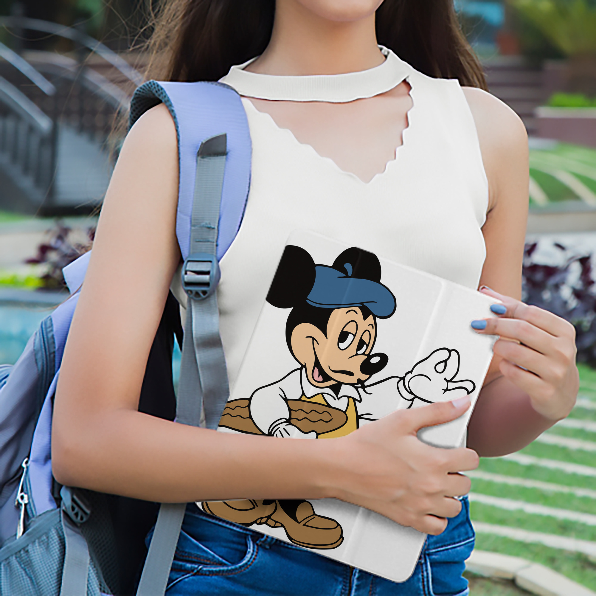 ミッキーマウス Mickey Mouse IPad ケース ペン収納付き 三つ折りスタンド PUレザー×シリコン 対応機種9.5/10.5/10.9インチ