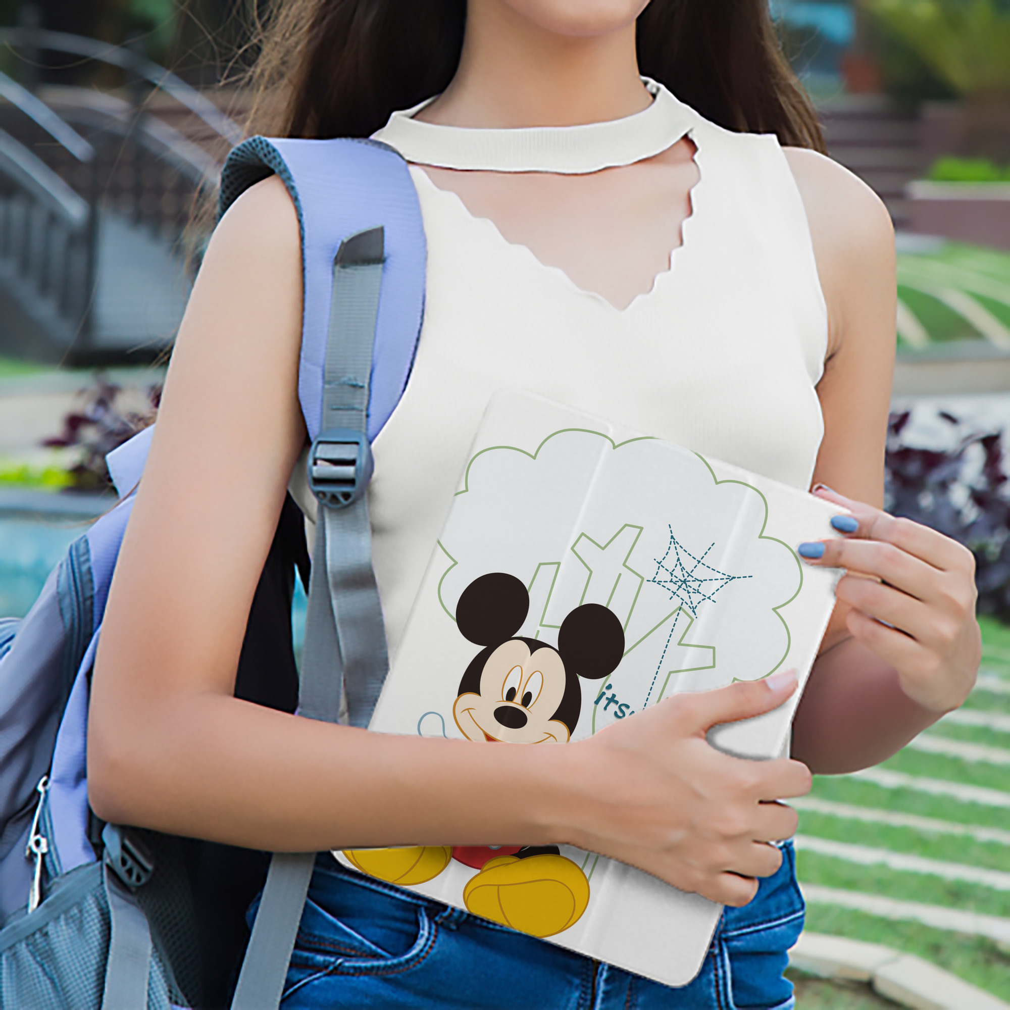 ミッキーマウス Mickey Mouse IPad ケース ペン収納付き 三つ折りスタンド PUレザー×シリコン 対応機種9.5/10.5/10.9インチ