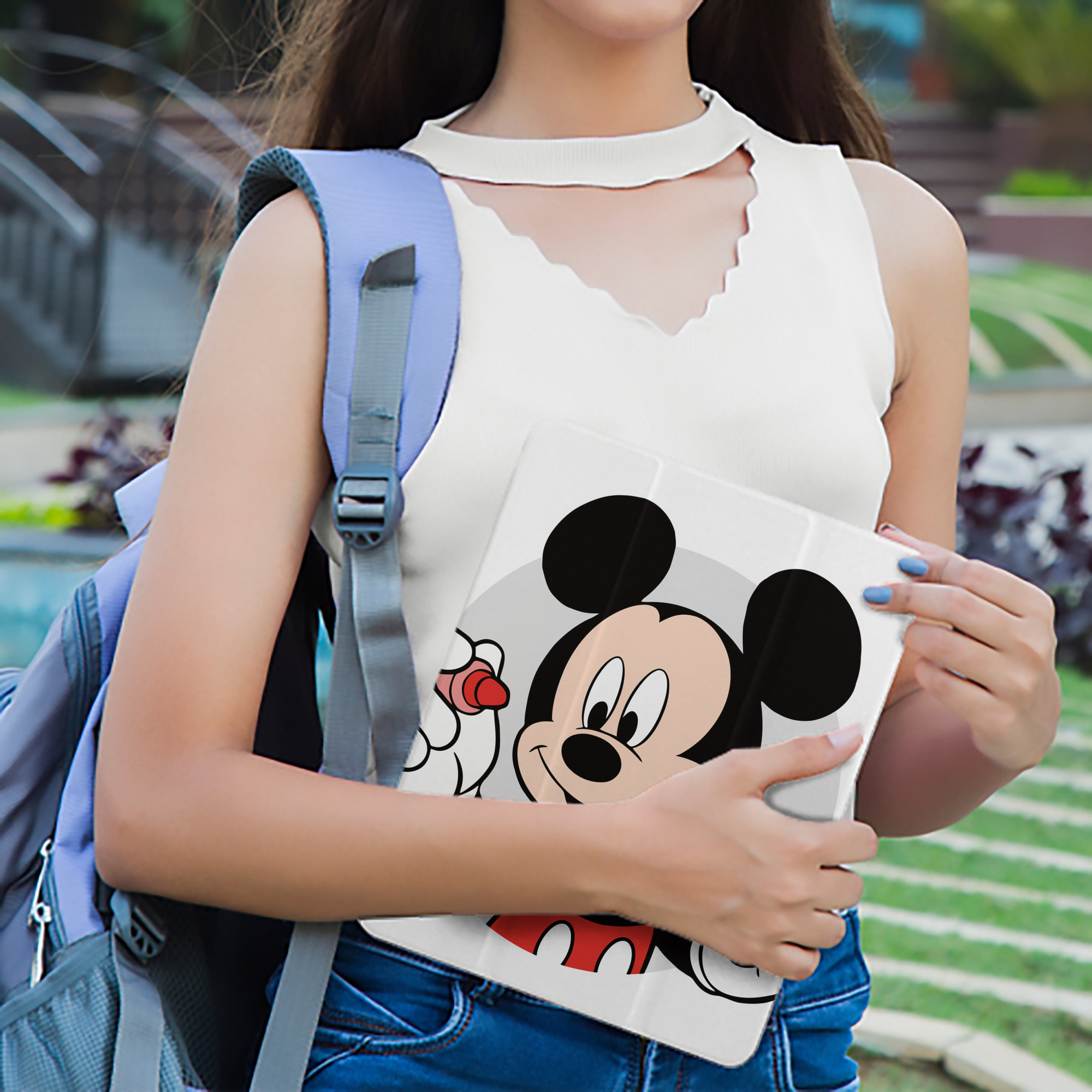 ミッキーマウス Mickey Mouse IPad ケース ペン収納付き 三つ折りスタンド PUレザー×シリコン 対応機種9.5/10.5/10.9インチ