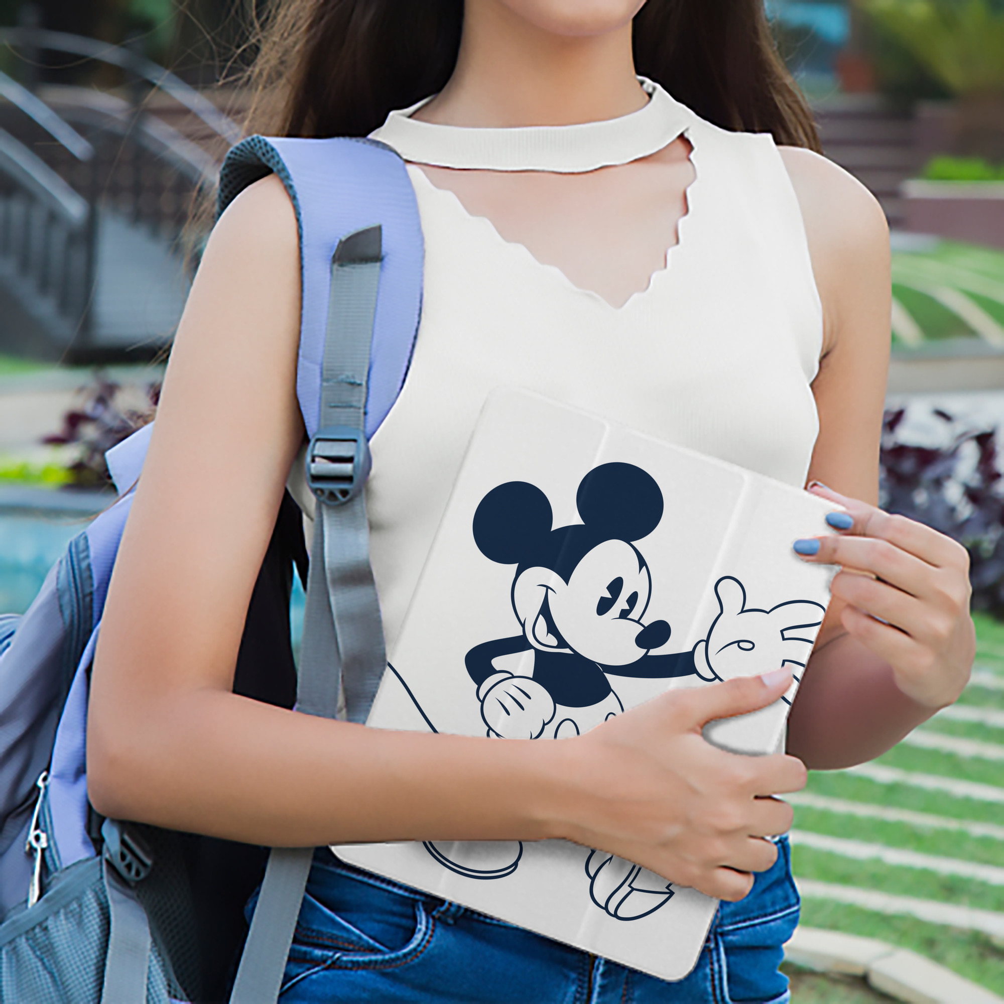 ミッキーマウス Mickey Mouse IPad ケース ペン収納付き 三つ折りスタンド PUレザー×シリコン 対応機種9.5/10.5/10.9インチ