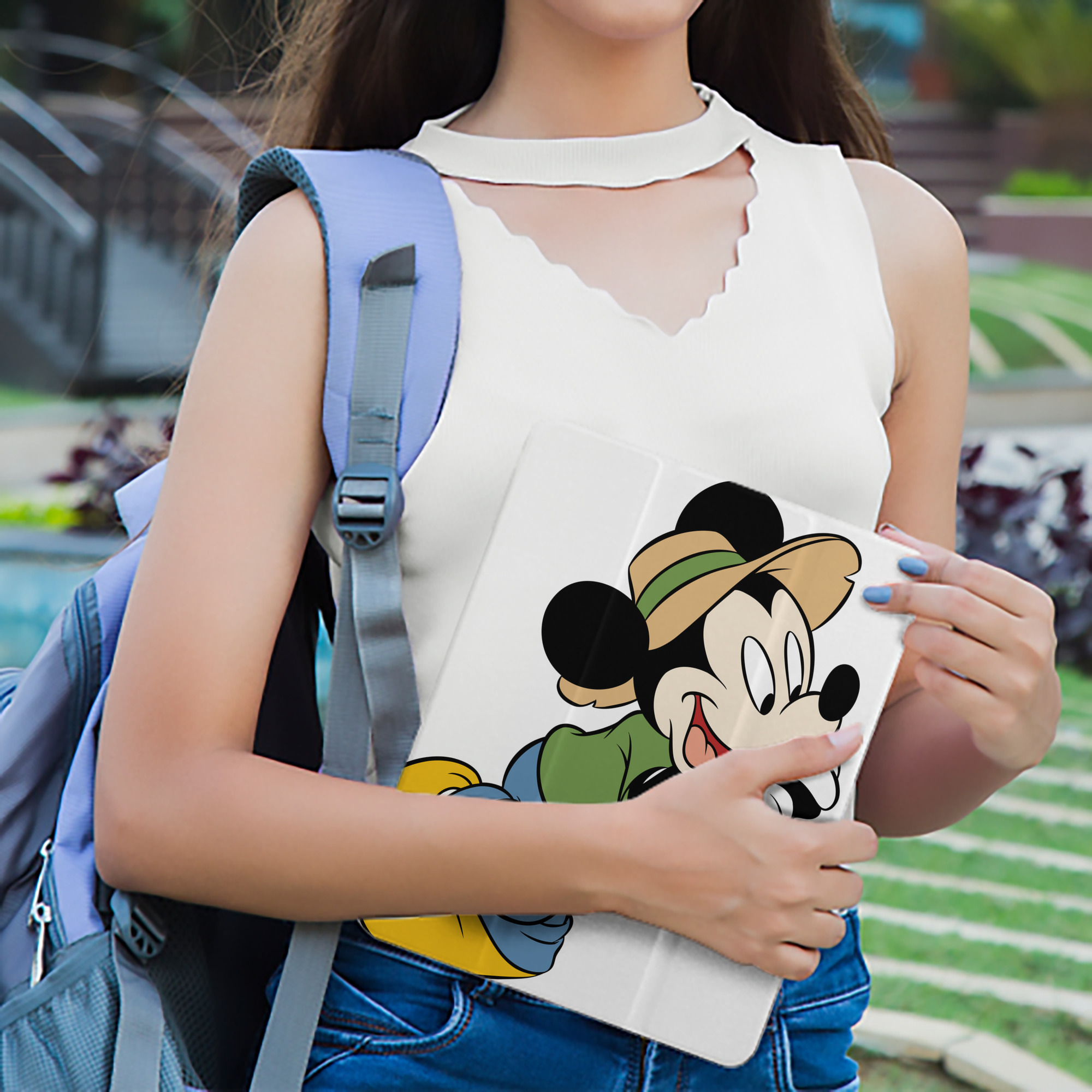 ミッキーマウス Mickey Mouse IPad ケース ペン収納付き 三つ折りスタンド PUレザー×シリコン 対応機種9.5/10.5/10.9インチ