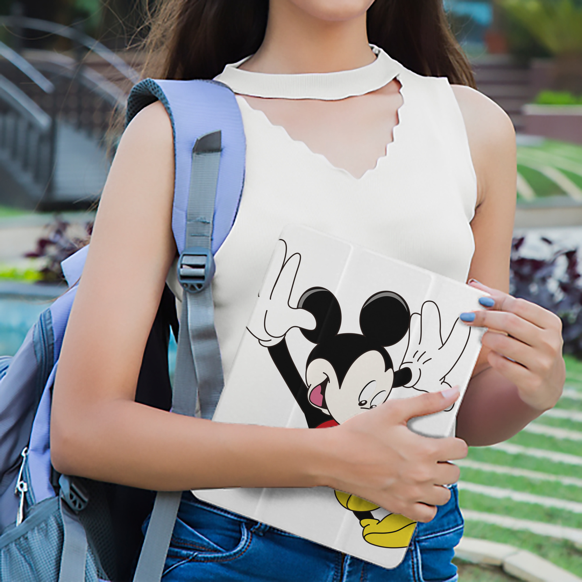 ミッキーマウス Mickey Mouse IPad ケース ペン収納付き 三つ折りスタンド PUレザー×シリコン 対応機種9.5/10.5/10.9インチ