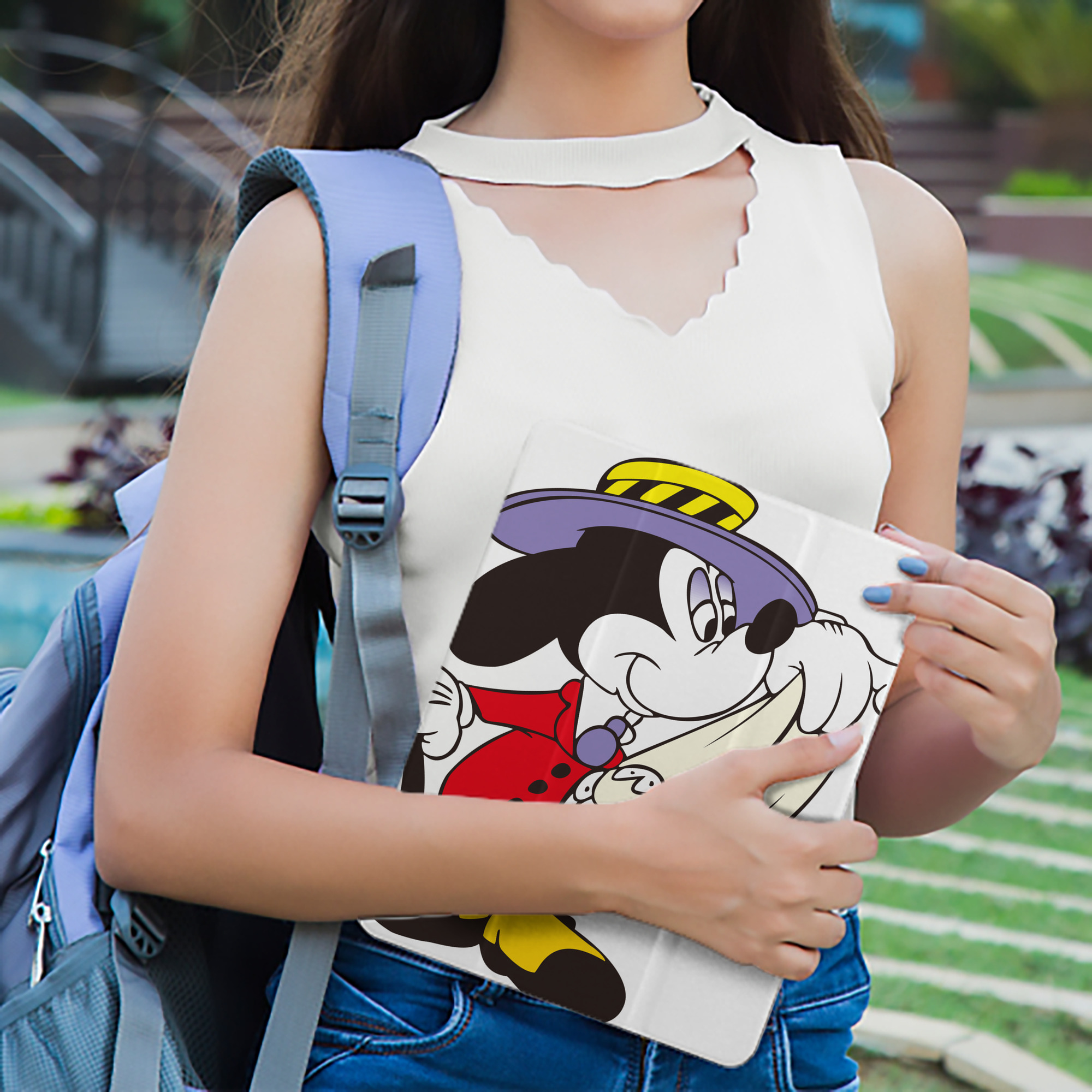 ミッキーマウス Mickey Mouse IPad ケース ペン収納付き 三つ折りスタンド PUレザー×シリコン 対応機種9.5/10.5/10.9インチ