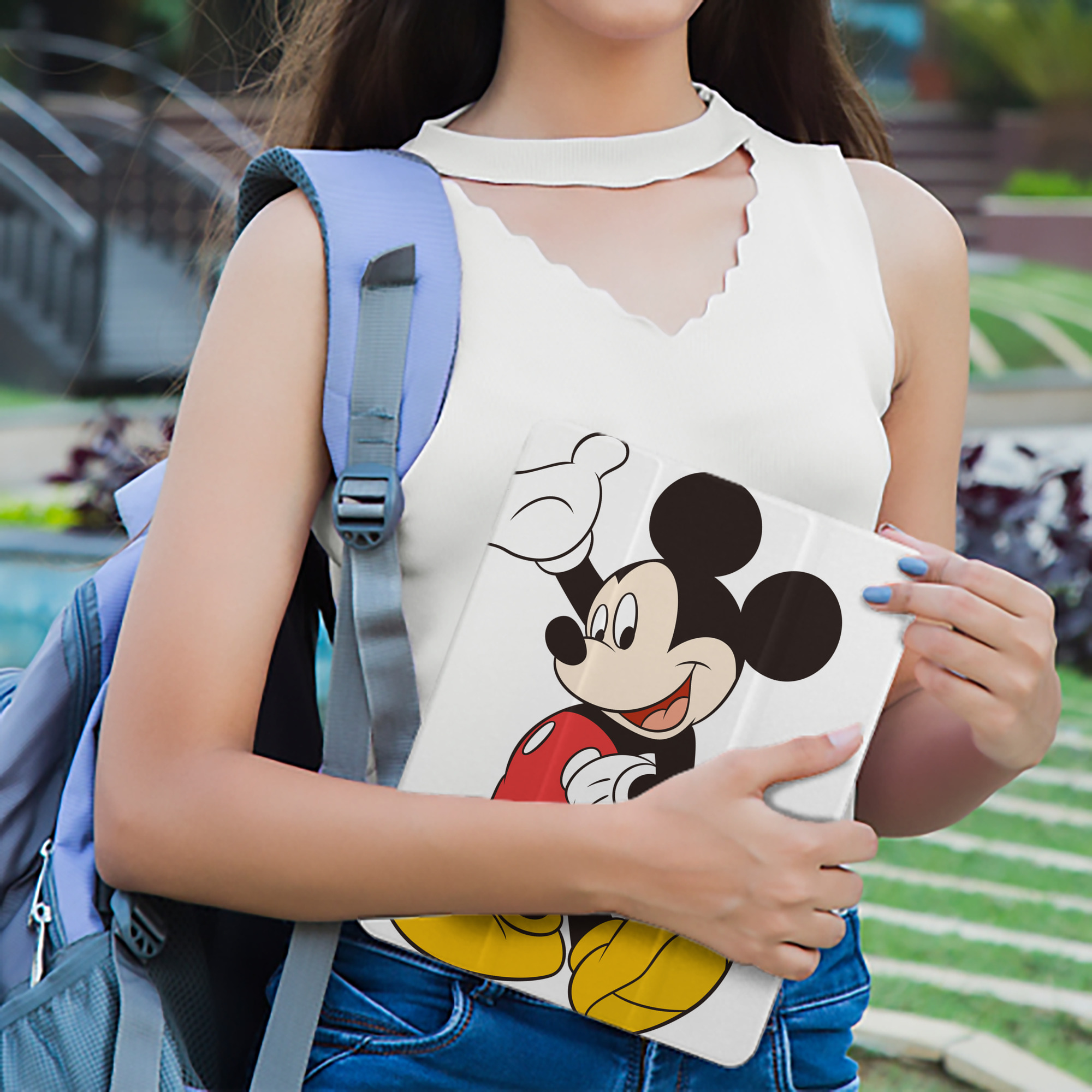 ミッキーマウス Mickey Mouse IPad ケース ペン収納付き 三つ折りスタンド PUレザー×シリコン 対応機種9.5/10.5/10.9インチ