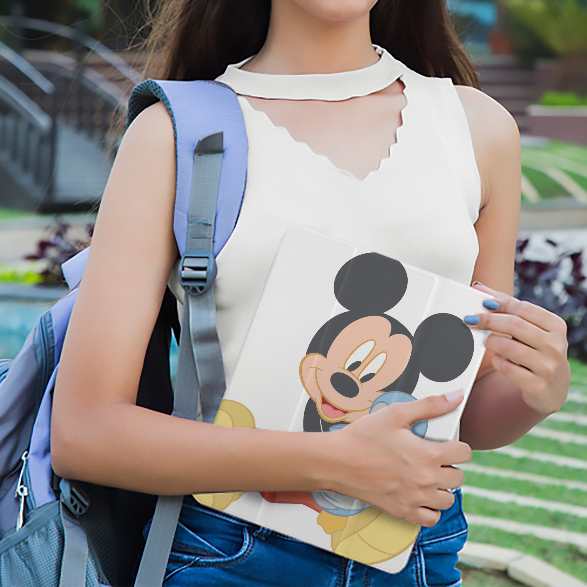 ミッキーマウス Mickey Mouse IPad ケース ペン収納付き 三つ折りスタンド PUレザー×シリコン 対応機種9.5/10.5/10.9インチ