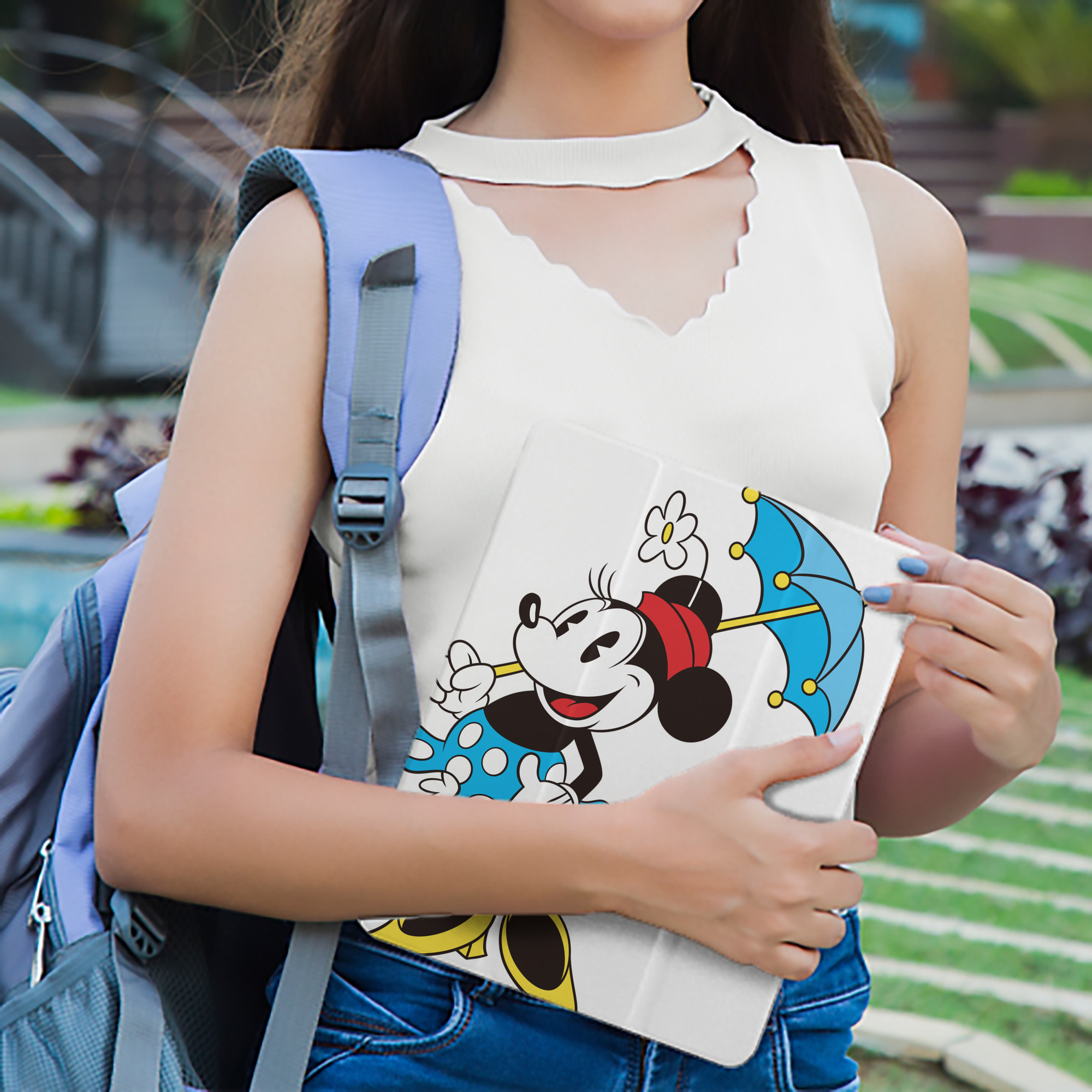 ミッキーマウス Mickey Mouse IPad ケース ペン収納付き 三つ折りスタンド PUレザー×シリコン 対応機種9.5/10.5/10.9インチ
