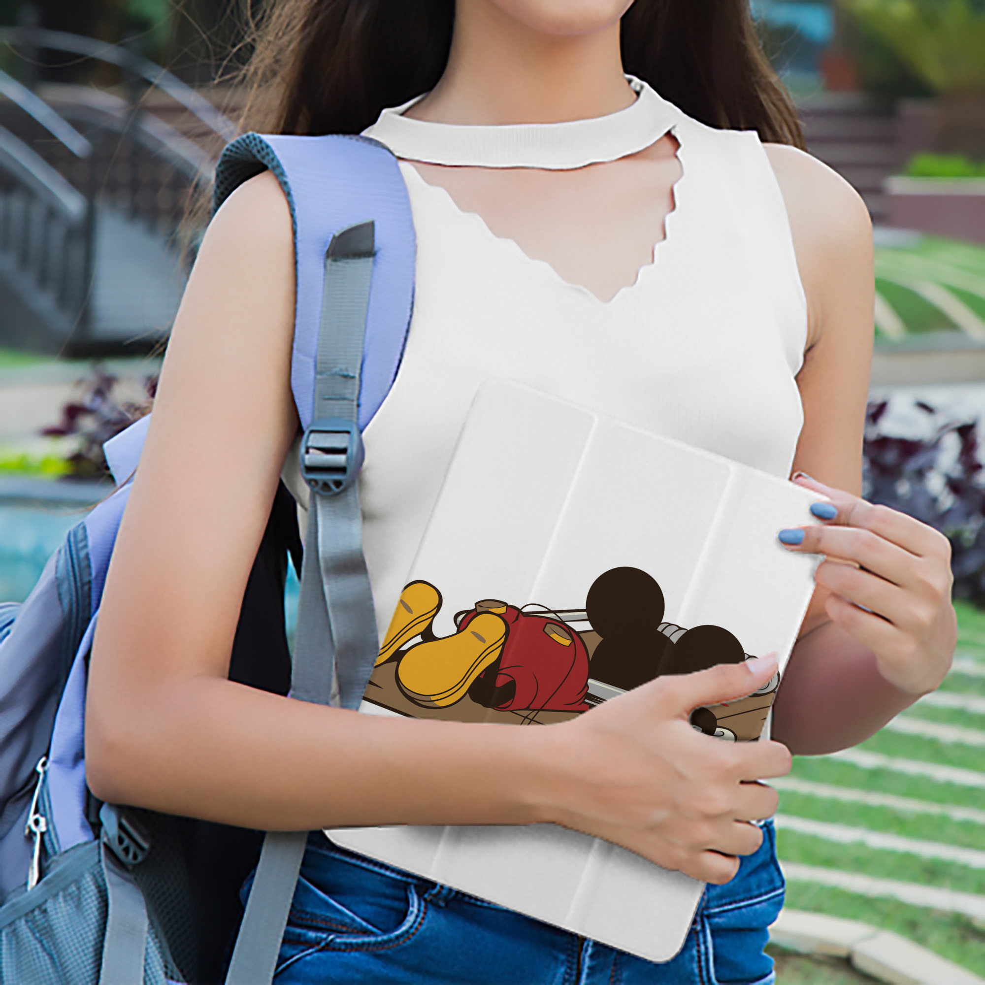 ミッキーマウス Mickey Mouse IPad ケース ペン収納付き 三つ折りスタンド PUレザー×シリコン 対応機種9.5/10.5/10.9インチ