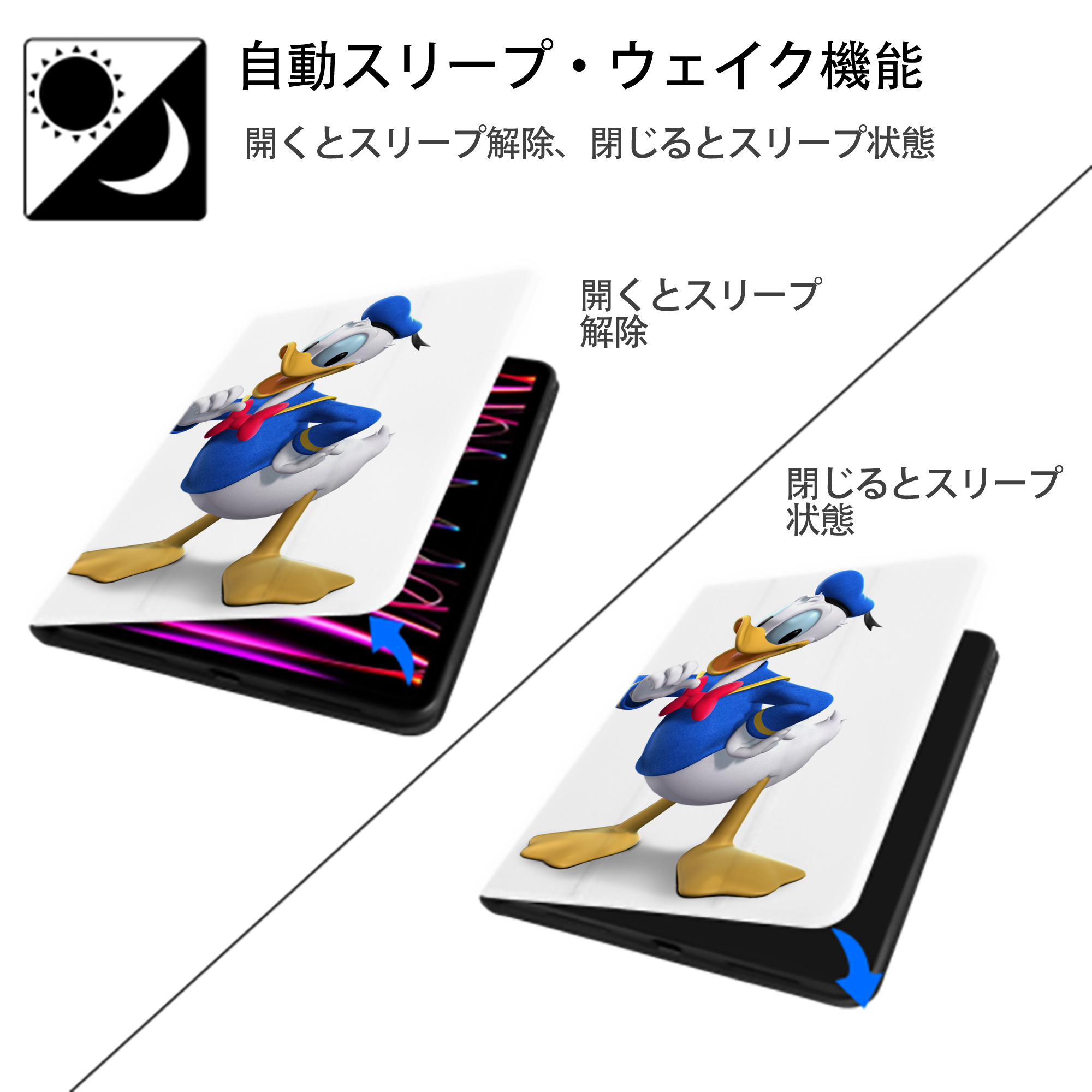 ミッキーマウス Mickey Mouse IPad ケース ペン収納付き 三つ折りスタンド PUレザー×シリコン 対応機種9.5/10.5/10.9インチ