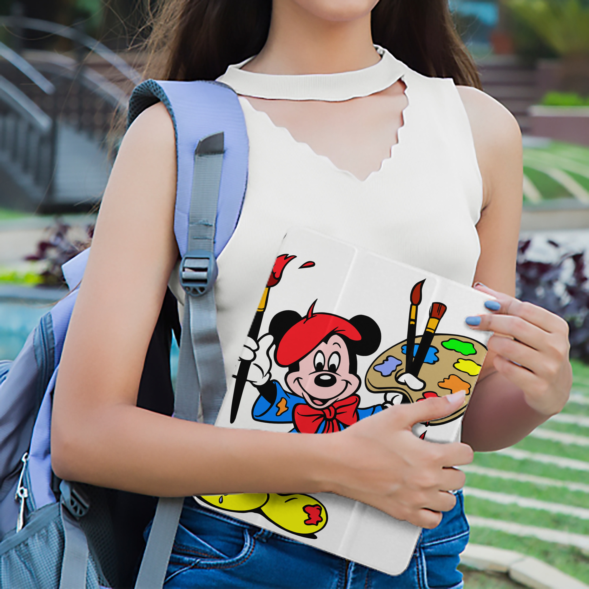 ミッキーマウス Mickey Mouse IPad ケース ペン収納付き 三つ折りスタンド PUレザー×シリコン 対応機種9.5/10.5/10.9インチ