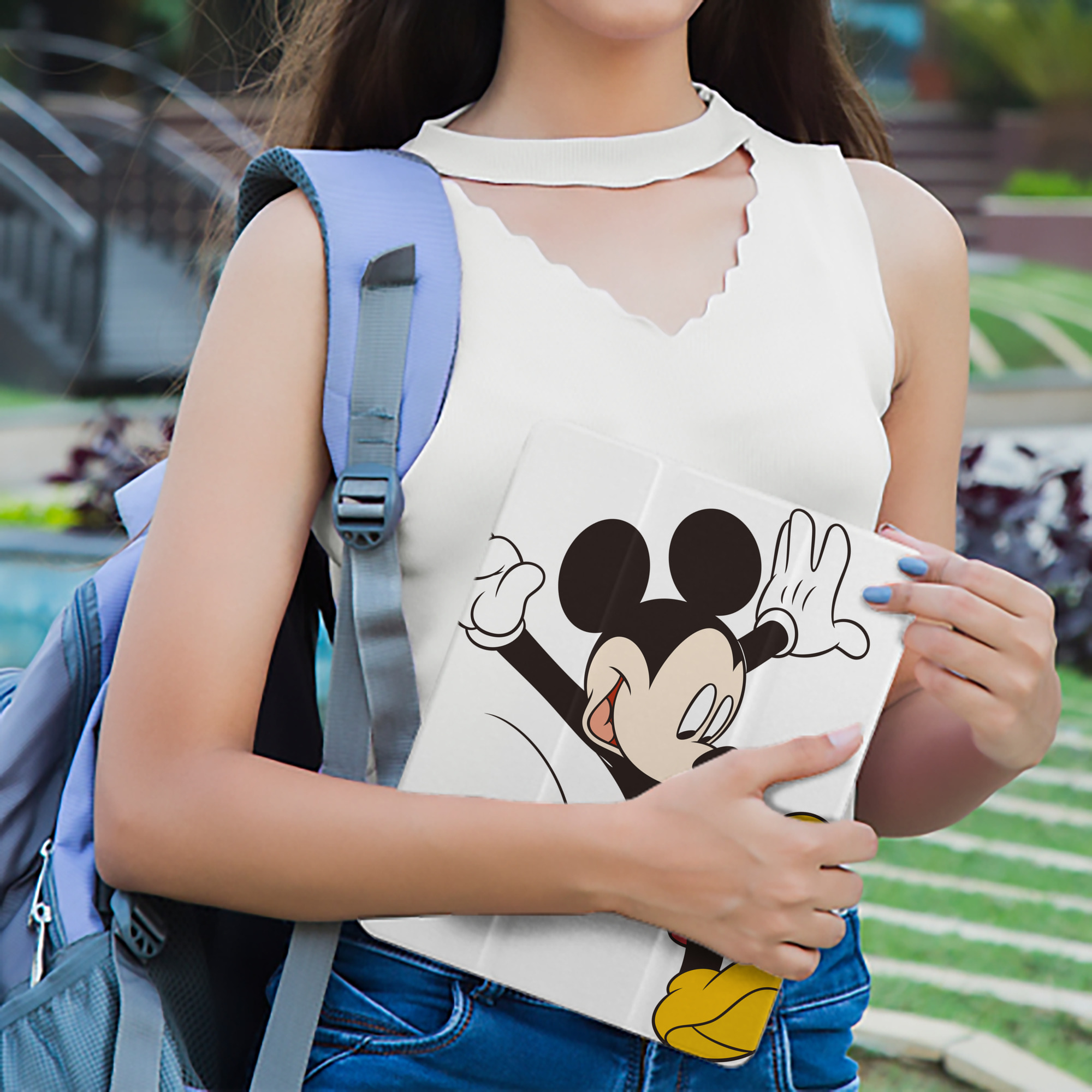 ミッキーマウス Mickey Mouse IPad ケース ペン収納付き 三つ折りスタンド PUレザー×シリコン 対応機種9.5/10.5/10.9インチ