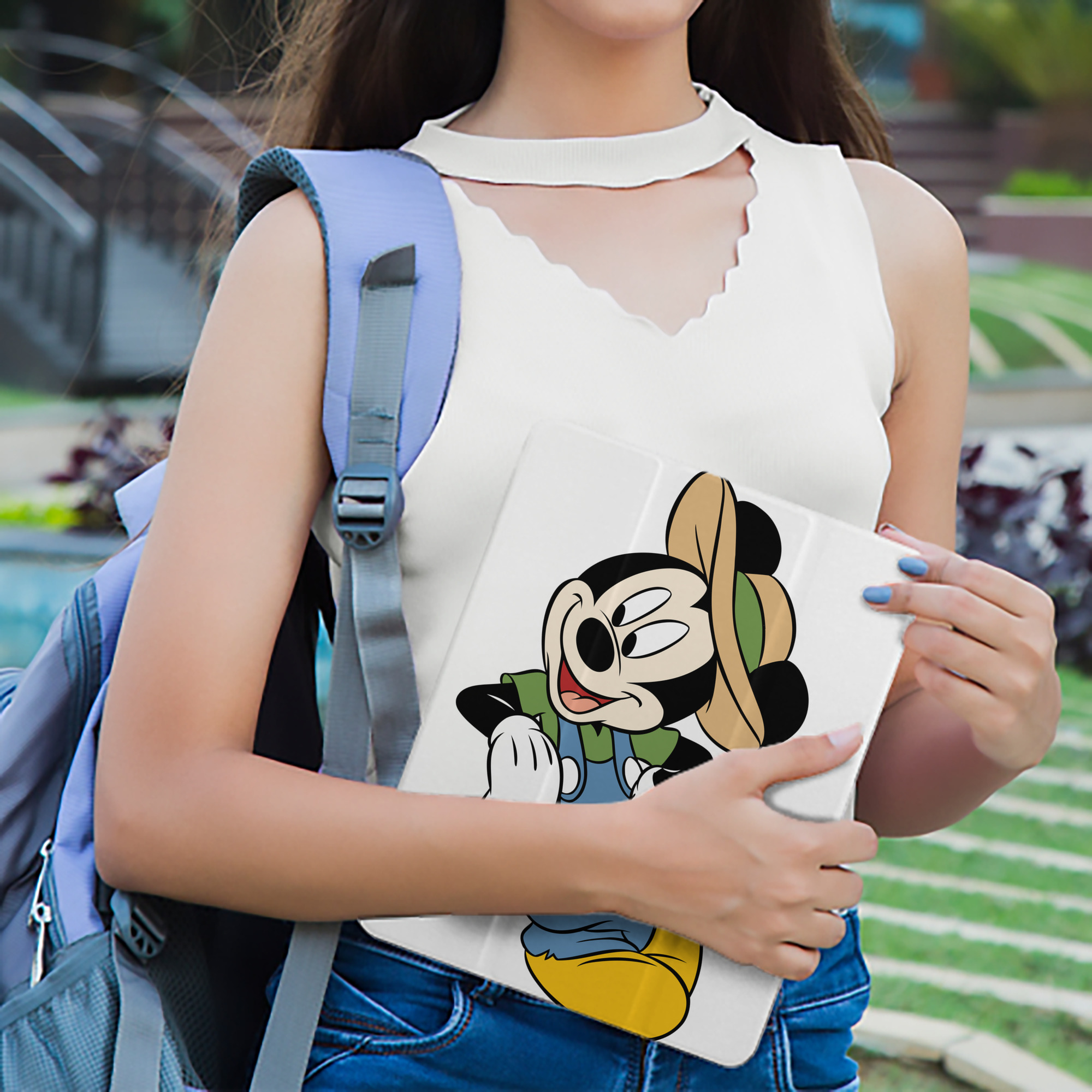 ミッキーマウス Mickey Mouse IPad ケース ペン収納付き 三つ折りスタンド PUレザー×シリコン 対応機種9.5/10.5/10.9インチ
