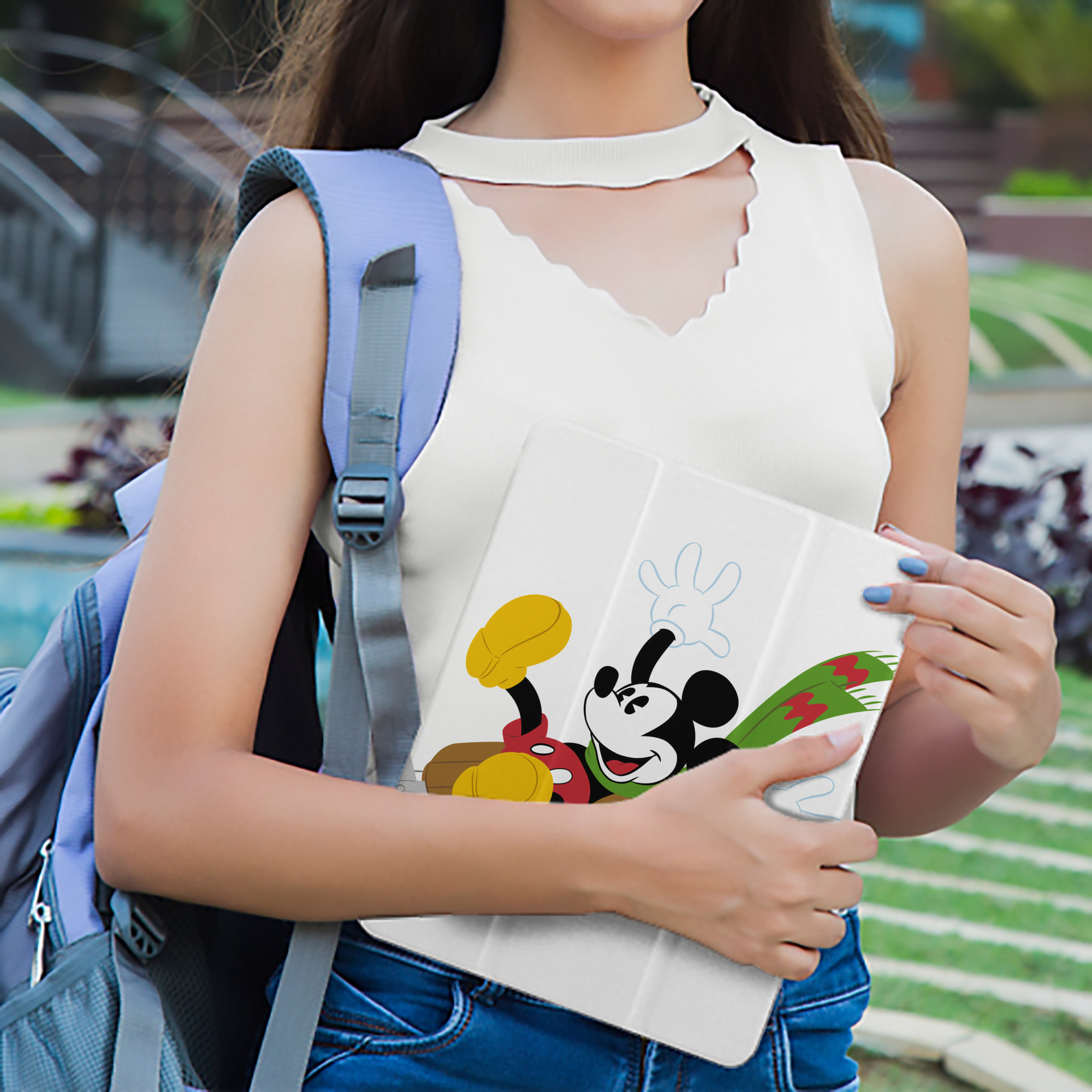 ミッキーマウス Mickey Mouse IPad ケース ペン収納付き 三つ折りスタンド PUレザー×シリコン 対応機種9.5/10.5/10.9インチ