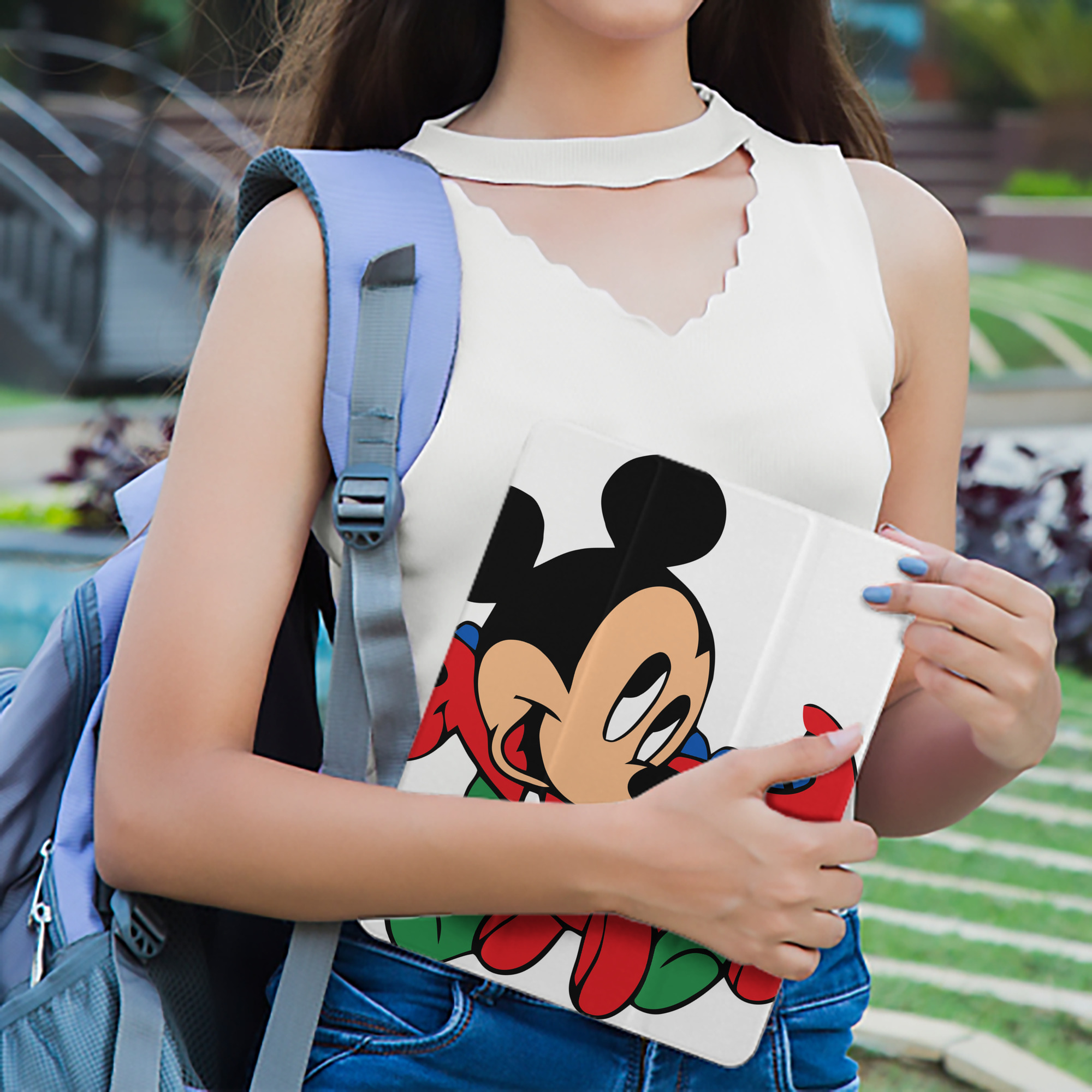 ミッキーマウス Mickey Mouse IPad ケース ペン収納付き 三つ折りスタンド PUレザー×シリコン 対応機種9.5/10.5/10.9インチ