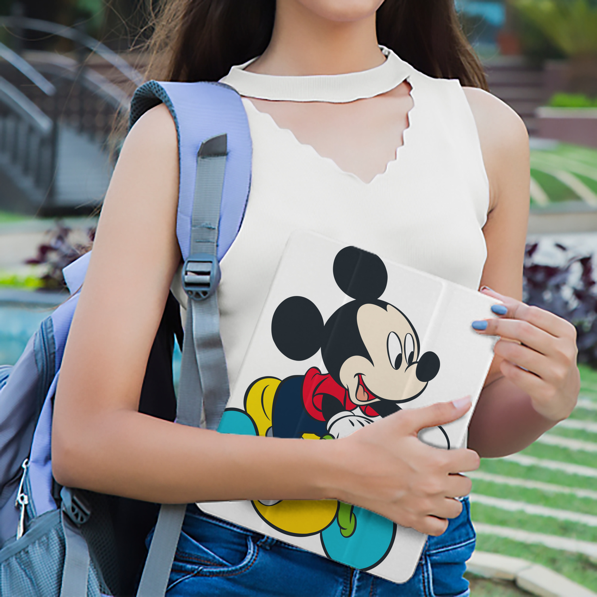 ミッキーマウス Mickey Mouse IPad ケース ペン収納付き 三つ折りスタンド PUレザー×シリコン 対応機種9.5/10.5/10.9インチ