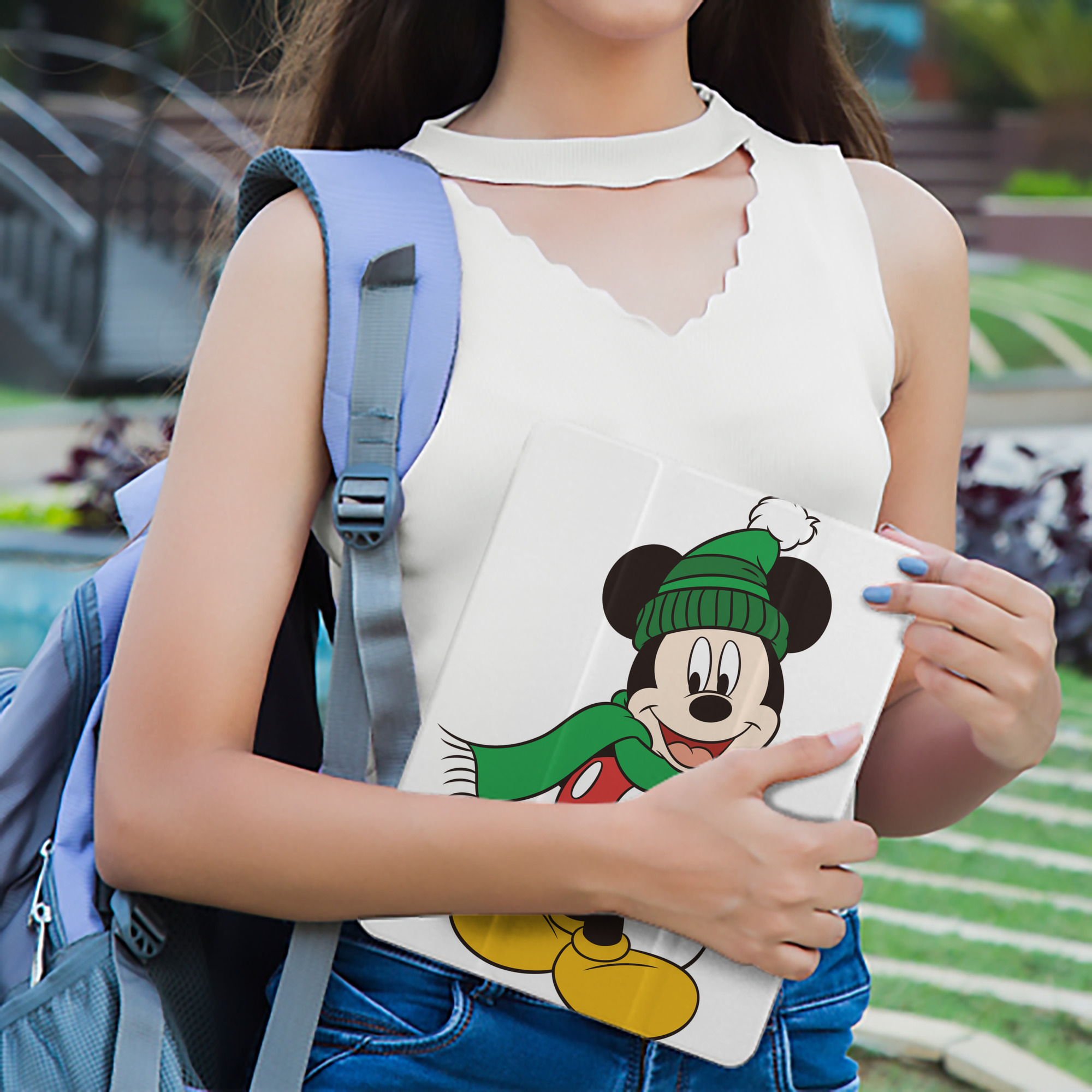 ミッキーマウス Mickey Mouse IPad ケース ペン収納付き 三つ折りスタンド PUレザー×シリコン 対応機種9.5/10.5/10.9インチ