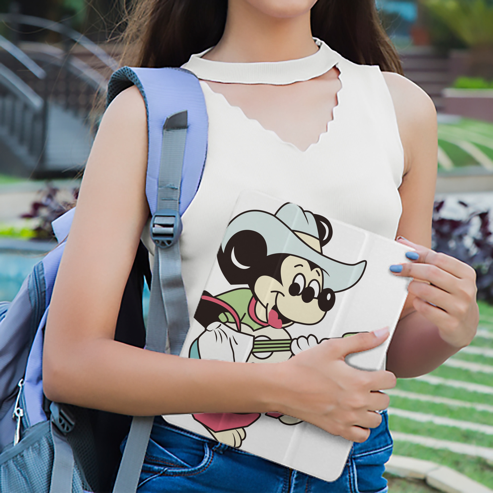 ミッキーマウス Mickey Mouse IPad ケース ペン収納付き 三つ折りスタンド PUレザー×シリコン 対応機種9.5/10.5/10.9インチ