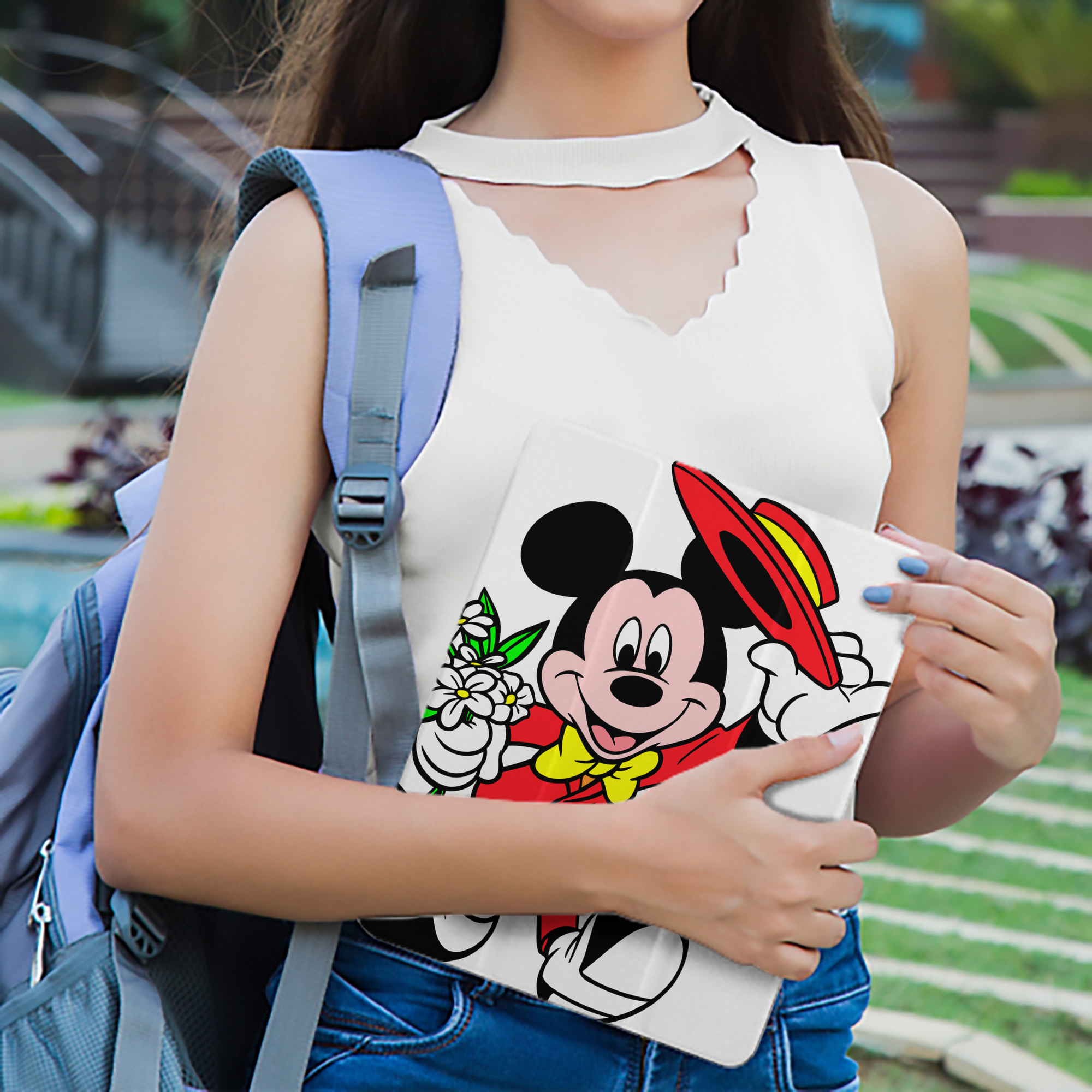 ミッキーマウス Mickey Mouse IPad ケース ペン収納付き 三つ折りスタンド PUレザー×シリコン 対応機種9.5/10.5/10.9インチ