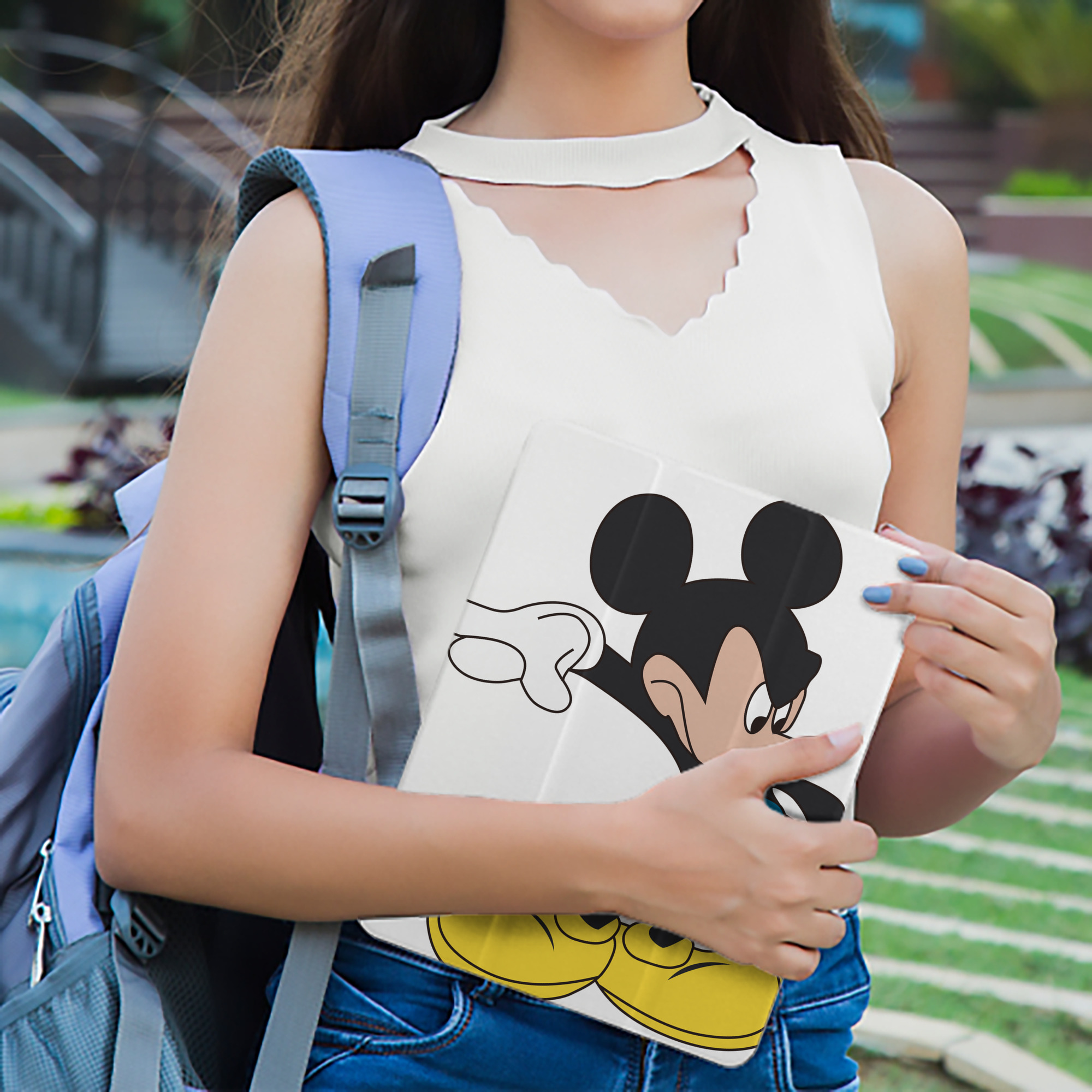 ミッキーマウス Mickey Mouse IPad ケース ペン収納付き 三つ折りスタンド PUレザー×シリコン 対応機種9.5/10.5/10.9インチ