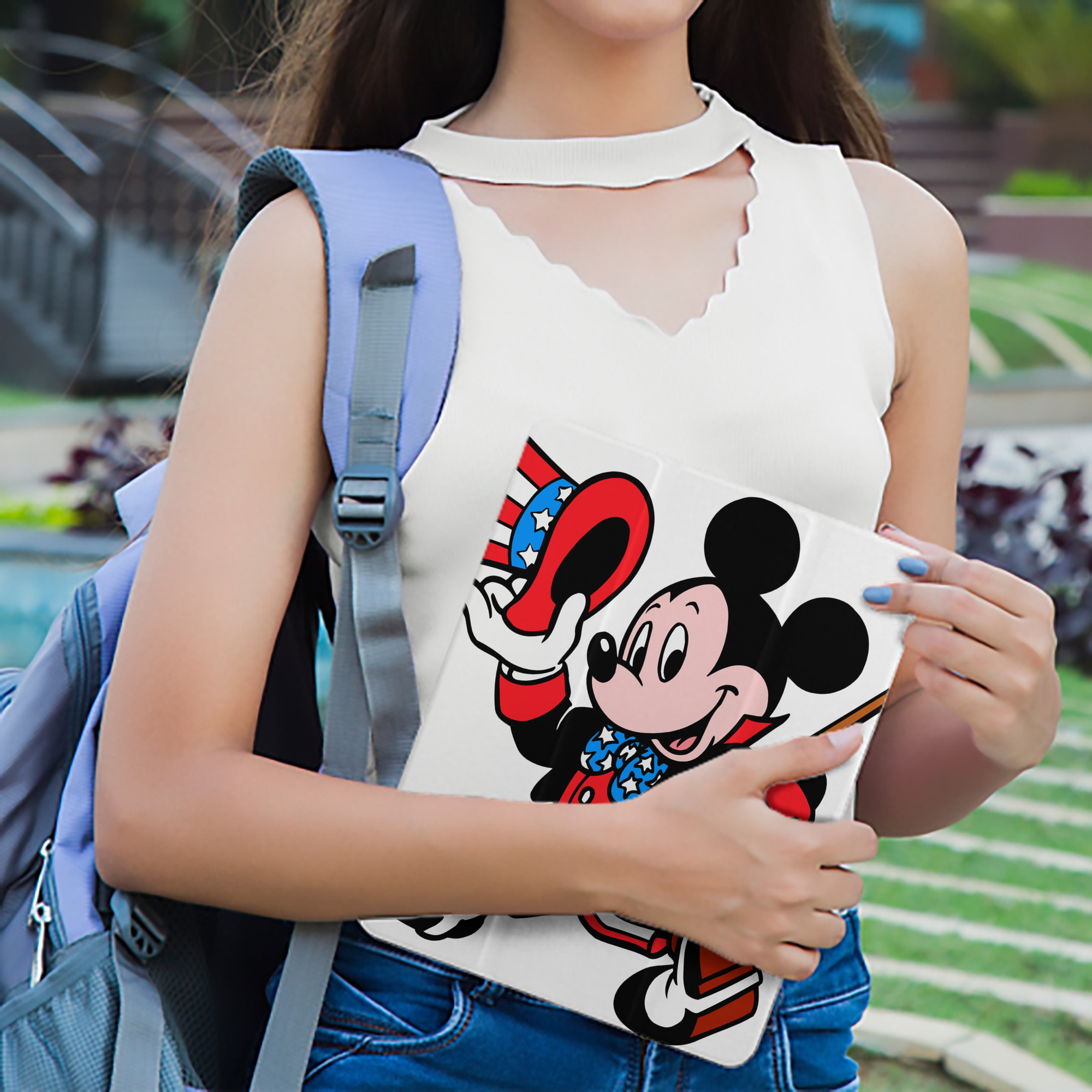 ミッキーマウス Mickey Mouse IPad ケース ペン収納付き 三つ折りスタンド PUレザー×シリコン 対応機種9.5/10.5/10.9インチ