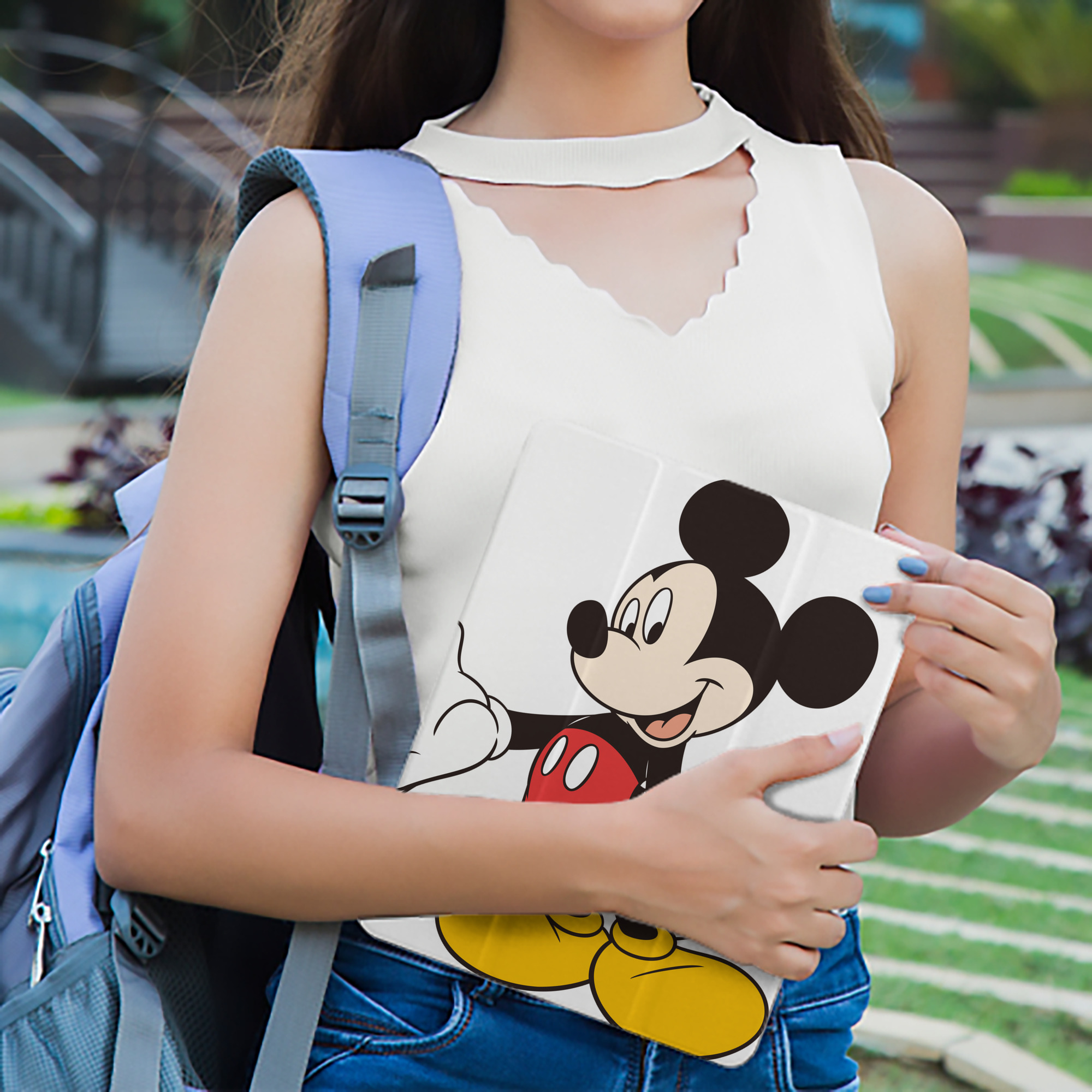 ミッキーマウス Mickey Mouse IPad ケース ペン収納付き 三つ折りスタンド PUレザー×シリコン 対応機種9.5/10.5/10.9インチ