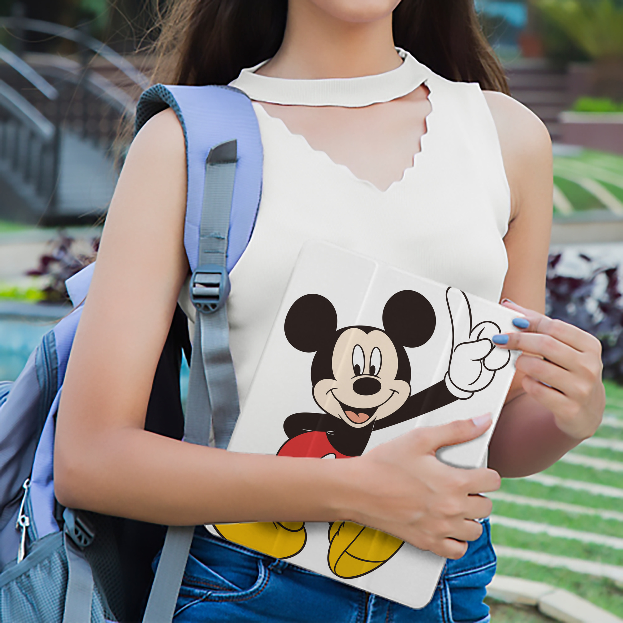 ミッキーマウス Mickey Mouse IPad ケース ペン収納付き 三つ折りスタンド PUレザー×シリコン 対応機種9.5/10.5/10.9インチ