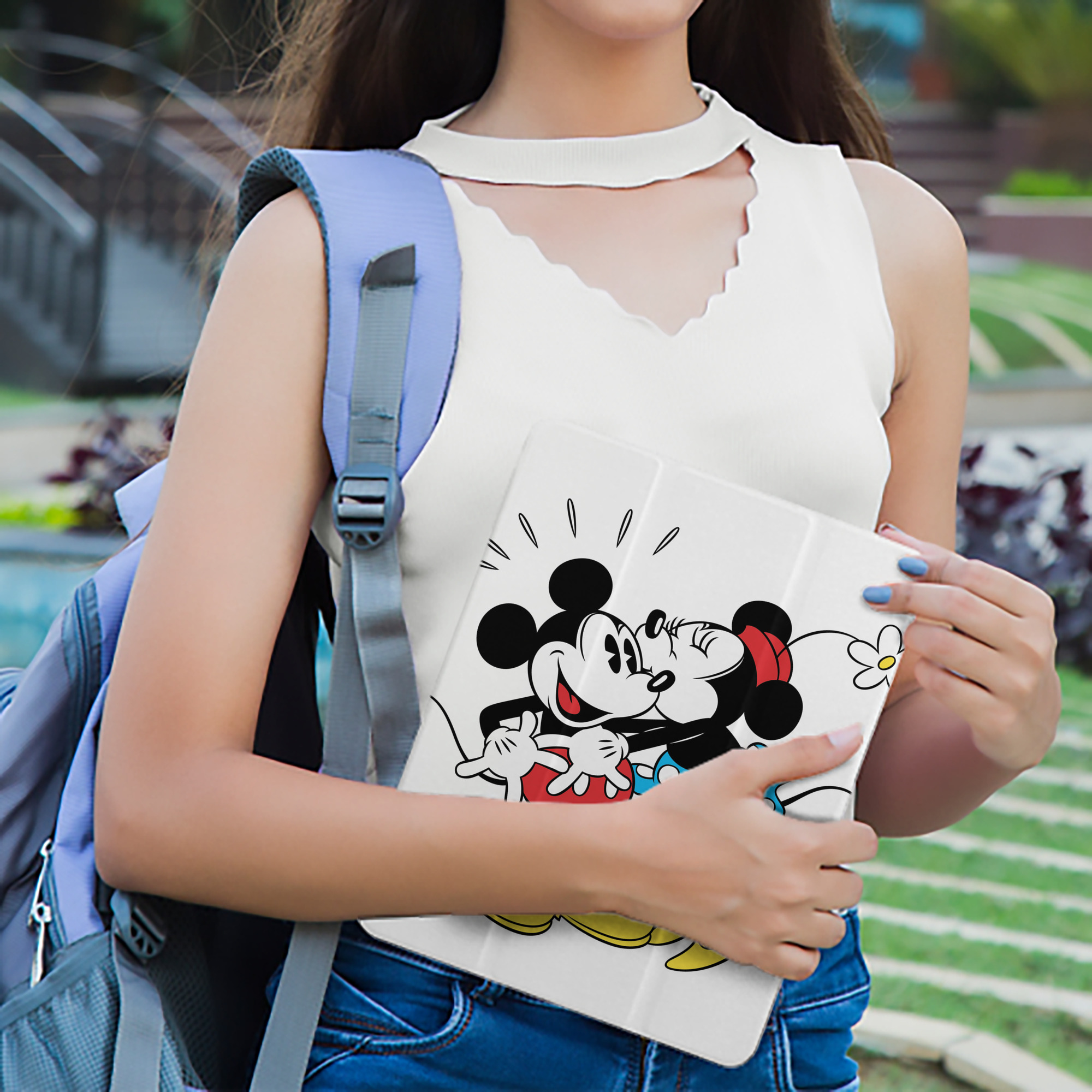 ミッキーマウス Mickey Mouse IPad ケース ペン収納付き 三つ折りスタンド PUレザー×シリコン 対応機種9.5/10.5/10.9インチ