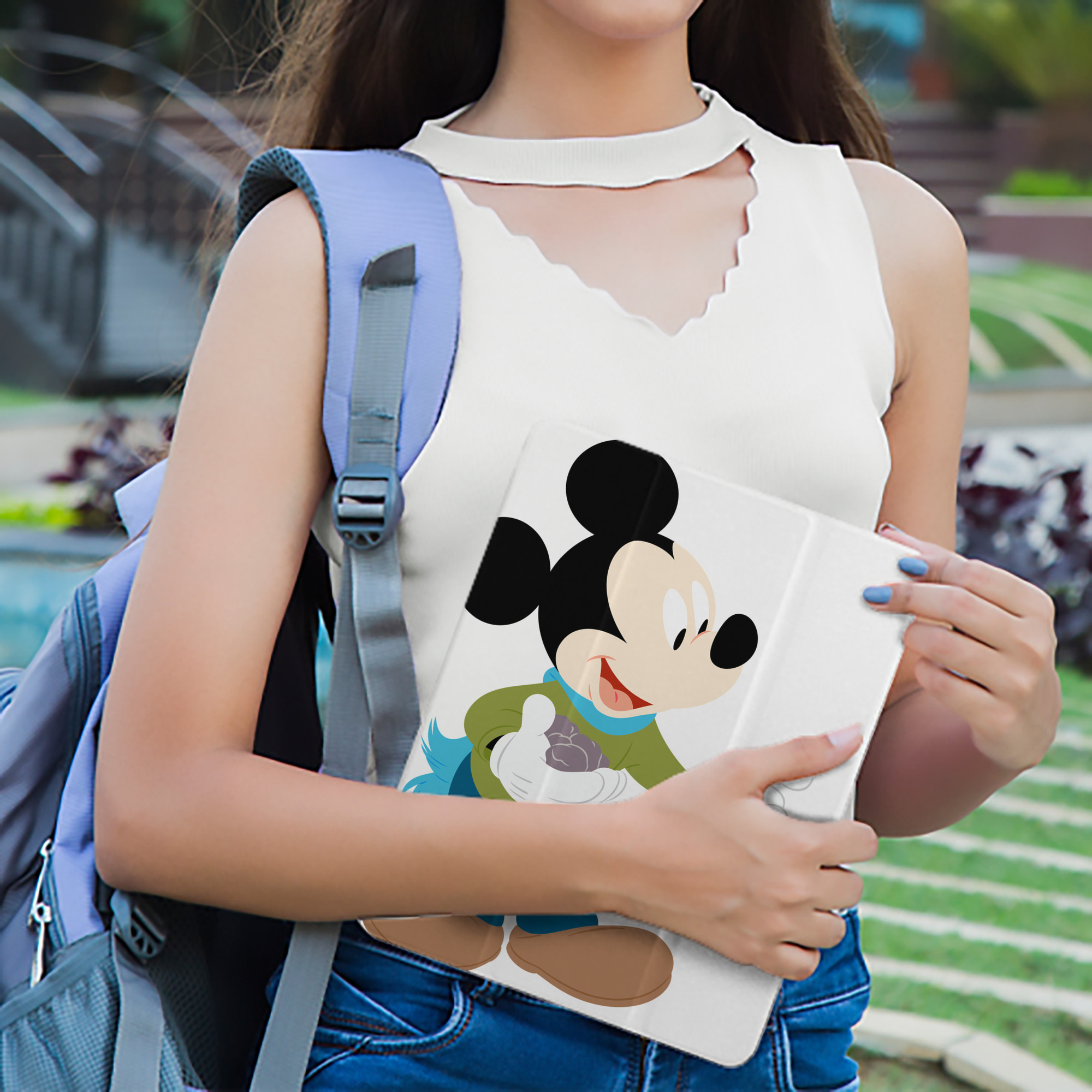 ミッキーマウス Mickey Mouse IPad ケース ペン収納付き 三つ折りスタンド PUレザー×シリコン 対応機種9.5/10.5/10.9インチ