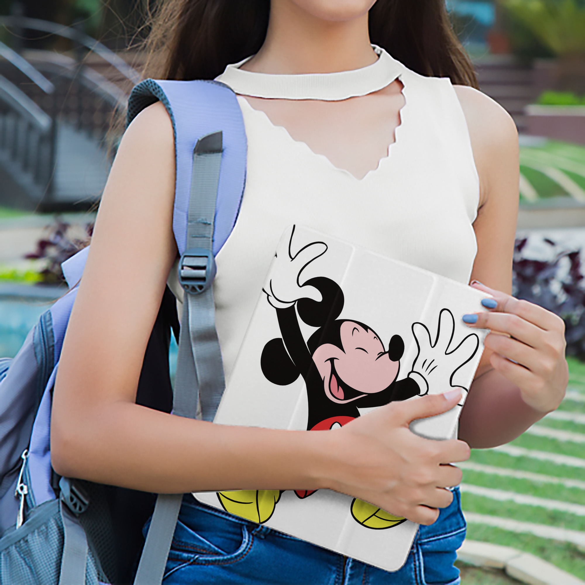 ミッキーマウス Mickey Mouse IPad ケース ペン収納付き 三つ折りスタンド PUレザー×シリコン 対応機種9.5/10.5/10.9インチ