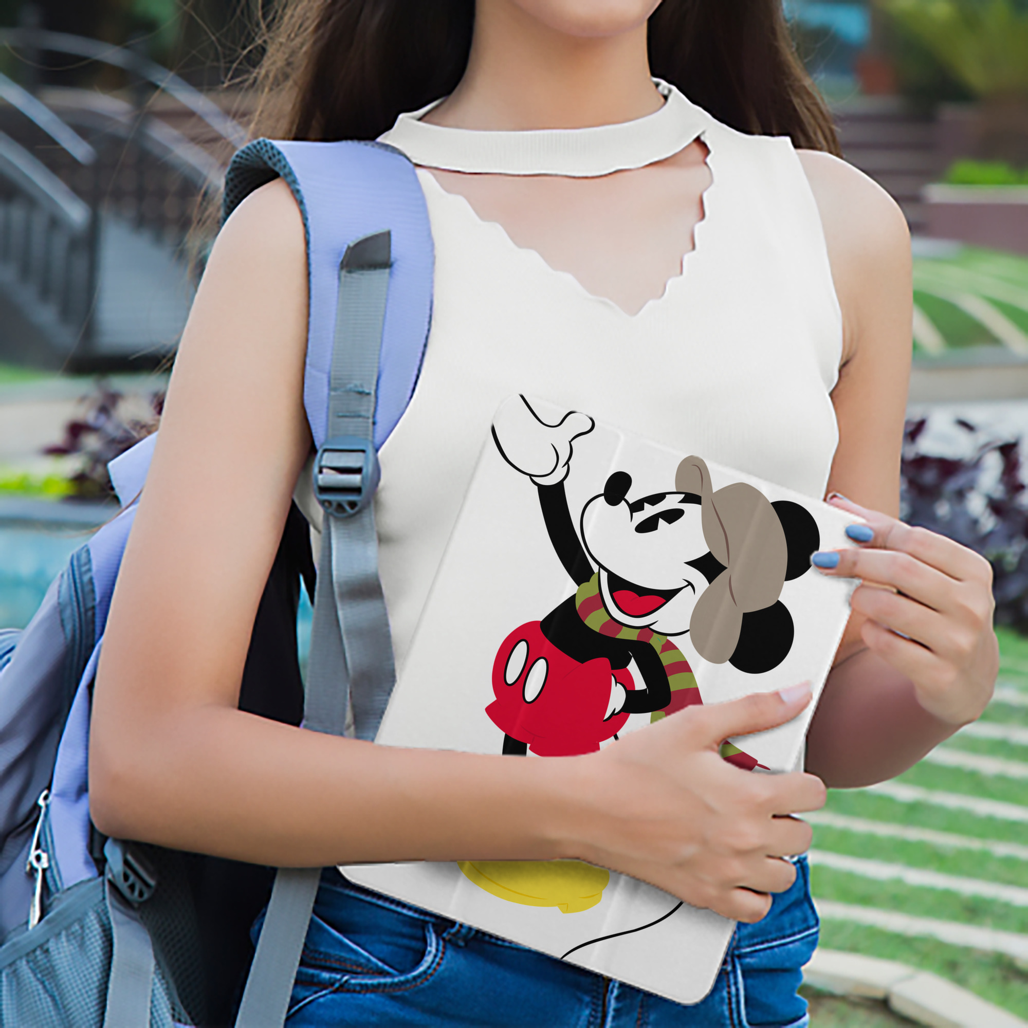 ミッキーマウス Mickey Mouse IPad ケース ペン収納付き 三つ折りスタンド PUレザー×シリコン 対応機種9.5/10.5/10.9インチ
