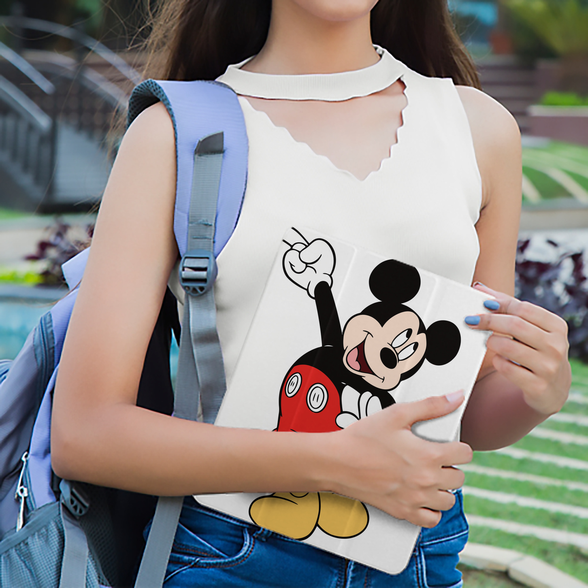 ミッキーマウス Mickey Mouse IPad ケース ペン収納付き 三つ折りスタンド PUレザー×シリコン 対応機種9.5/10.5/10.9インチ