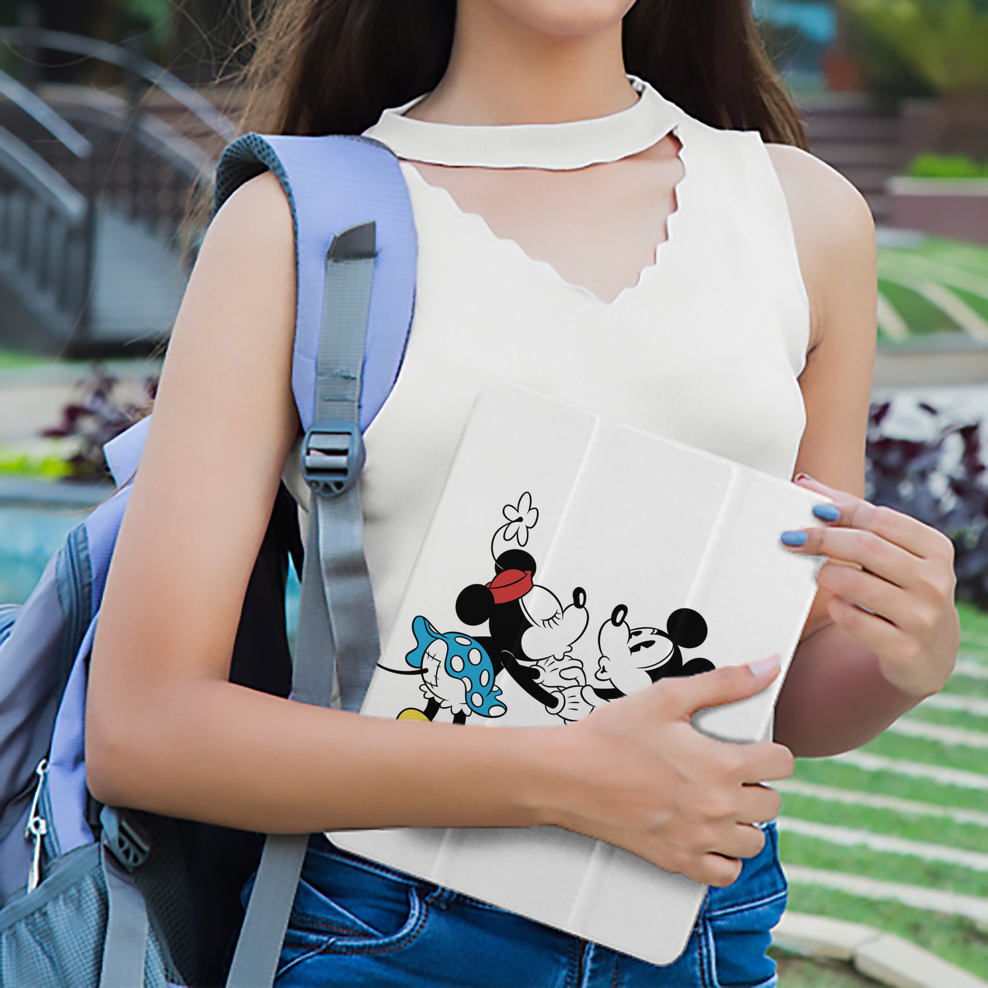 ミッキーマウス Mickey Mouse IPad ケース ペン収納付き 三つ折りスタンド PUレザー×シリコン 対応機種9.5/10.5/10.9インチ