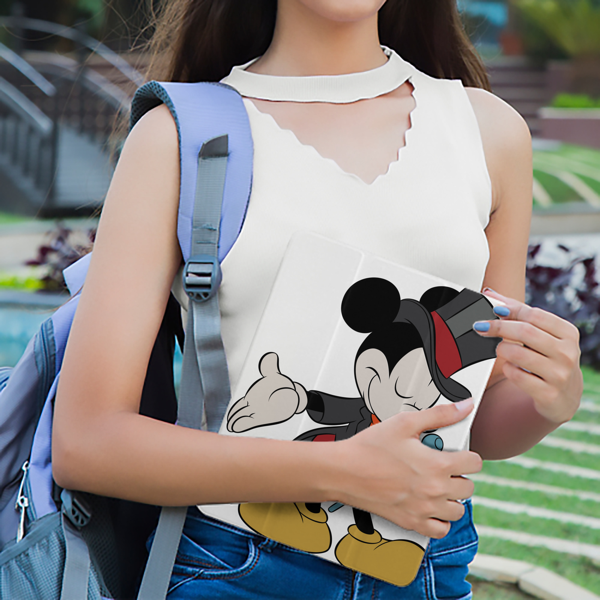 ミッキーマウス Mickey Mouse IPad ケース ペン収納付き 三つ折りスタンド PUレザー×シリコン 対応機種9.5/10.5/10.9インチ