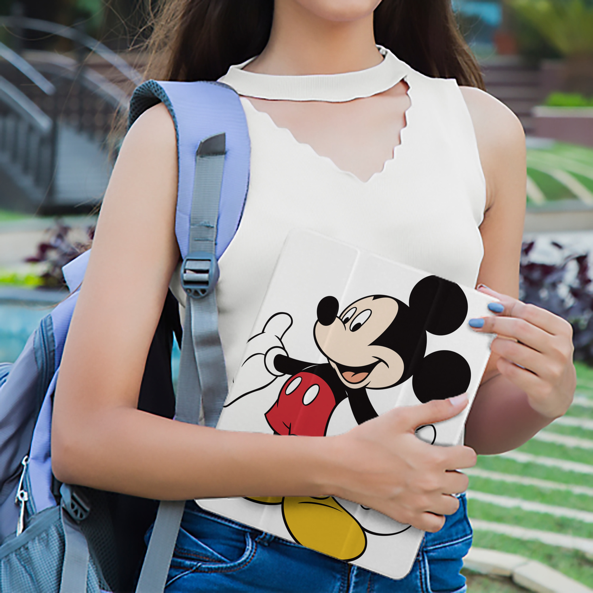 ミッキーマウス Mickey Mouse IPad ケース ペン収納付き 三つ折りスタンド PUレザー×シリコン 対応機種9.5/10.5/10.9インチ