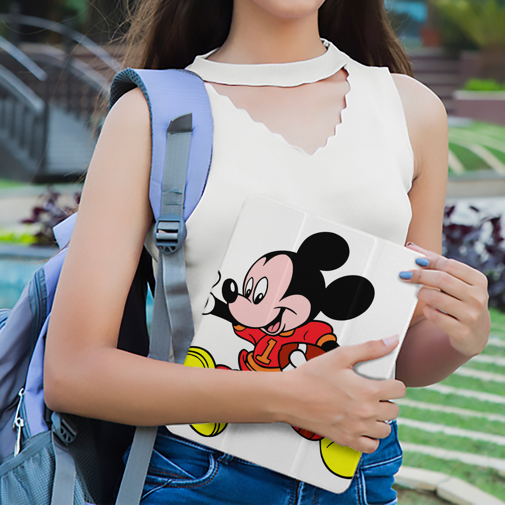 ミッキーマウス Mickey Mouse IPad ケース ペン収納付き 三つ折りスタンド PUレザー×シリコン 対応機種9.5/10.5/10.9インチ
