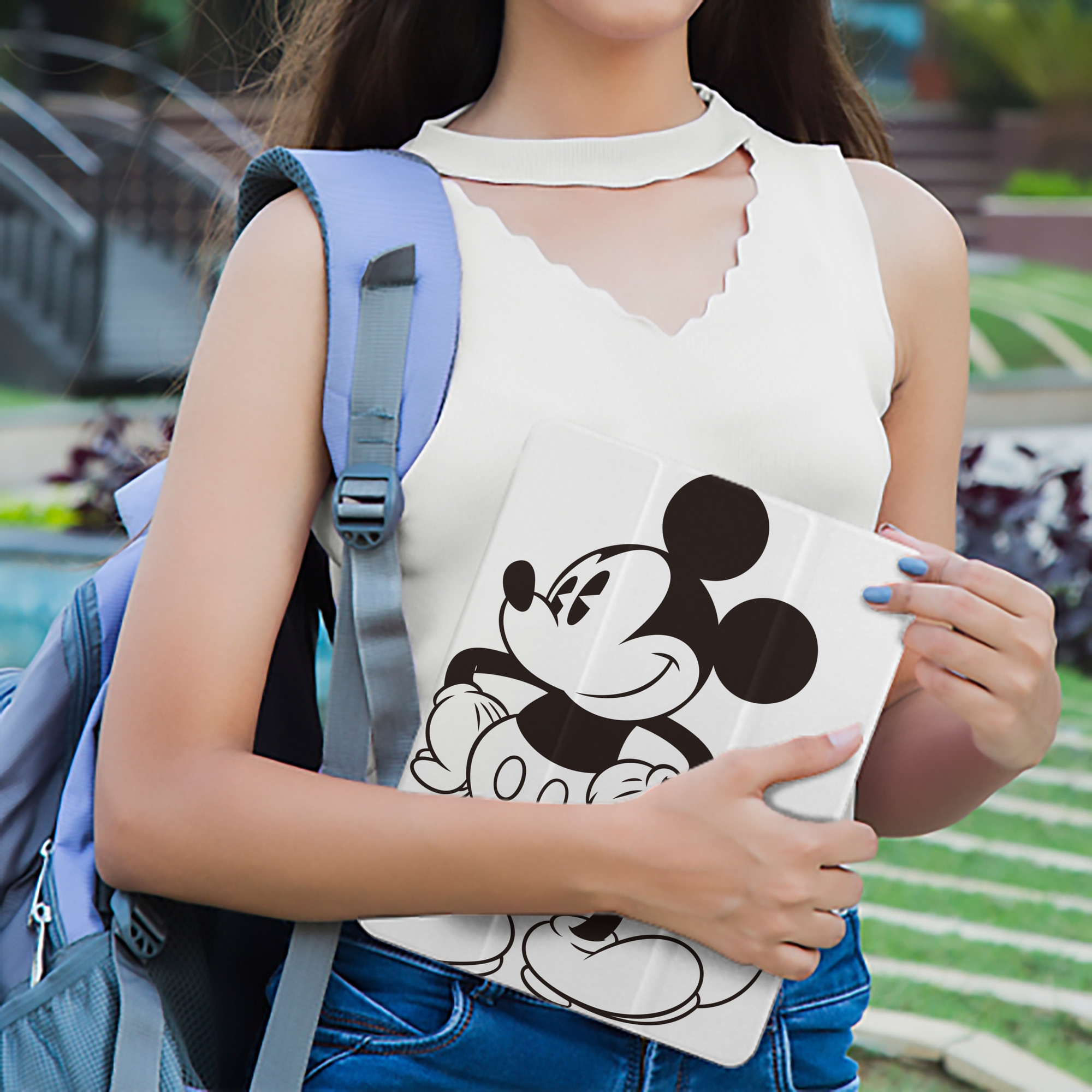 ミッキーマウス Mickey Mouse IPad ケース ペン収納付き 三つ折りスタンド PUレザー×シリコン 対応機種9.5/10.5/10.9インチ