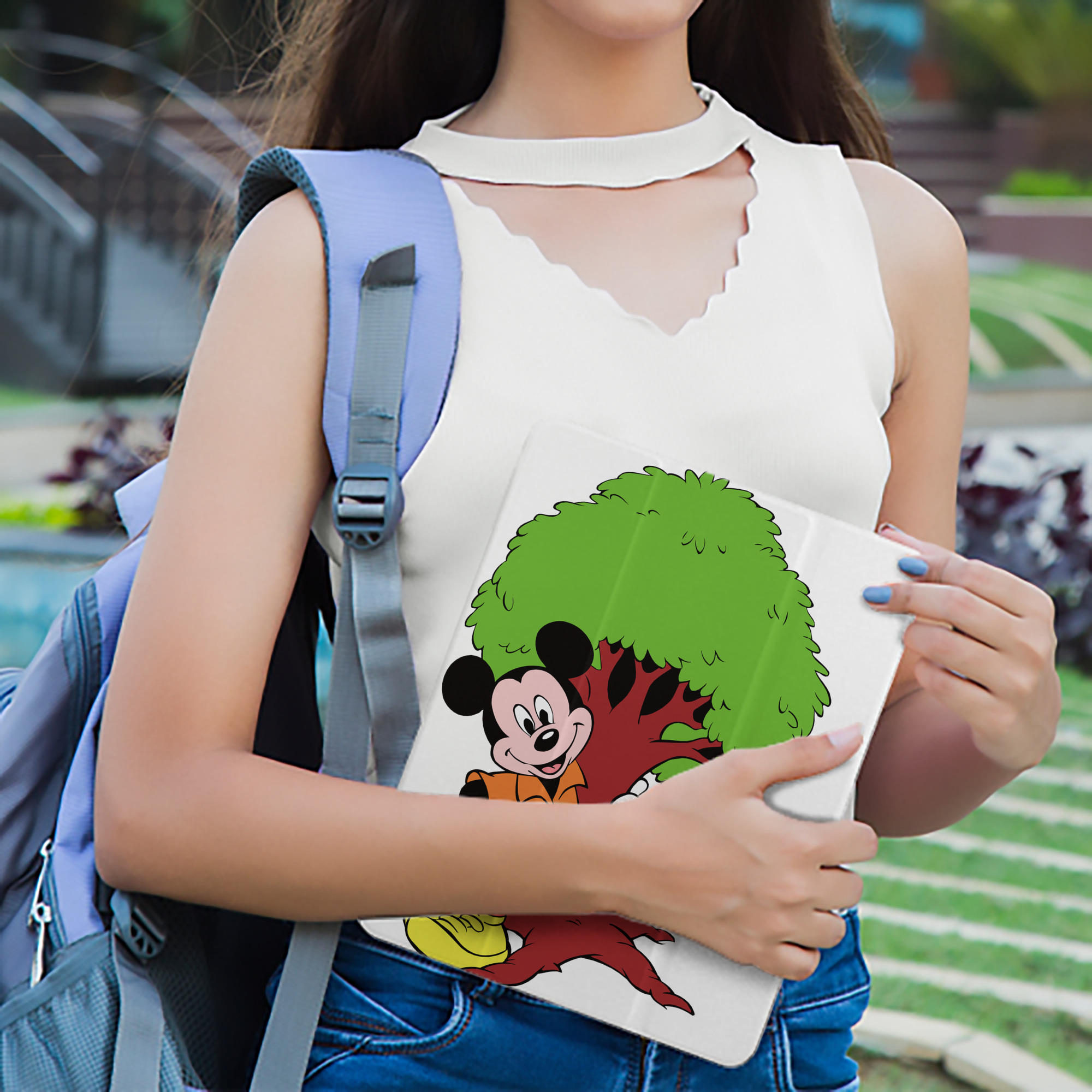 ミッキーマウス Mickey Mouse IPad ケース ペン収納付き 三つ折りスタンド PUレザー×シリコン 対応機種9.5/10.5/10.9インチ