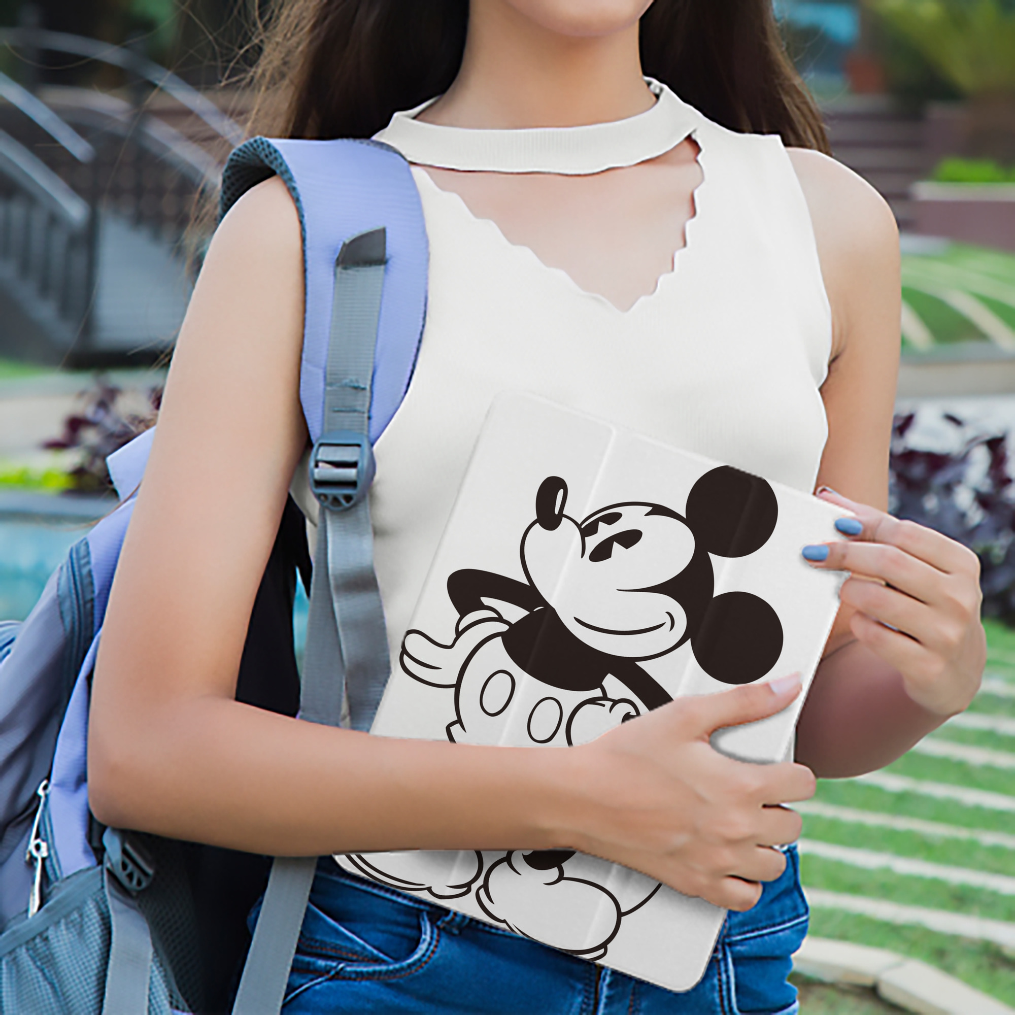 ミッキーマウス Mickey Mouse IPad ケース ペン収納付き 三つ折りスタンド PUレザー×シリコン 対応機種9.5/10.5/10.9インチ