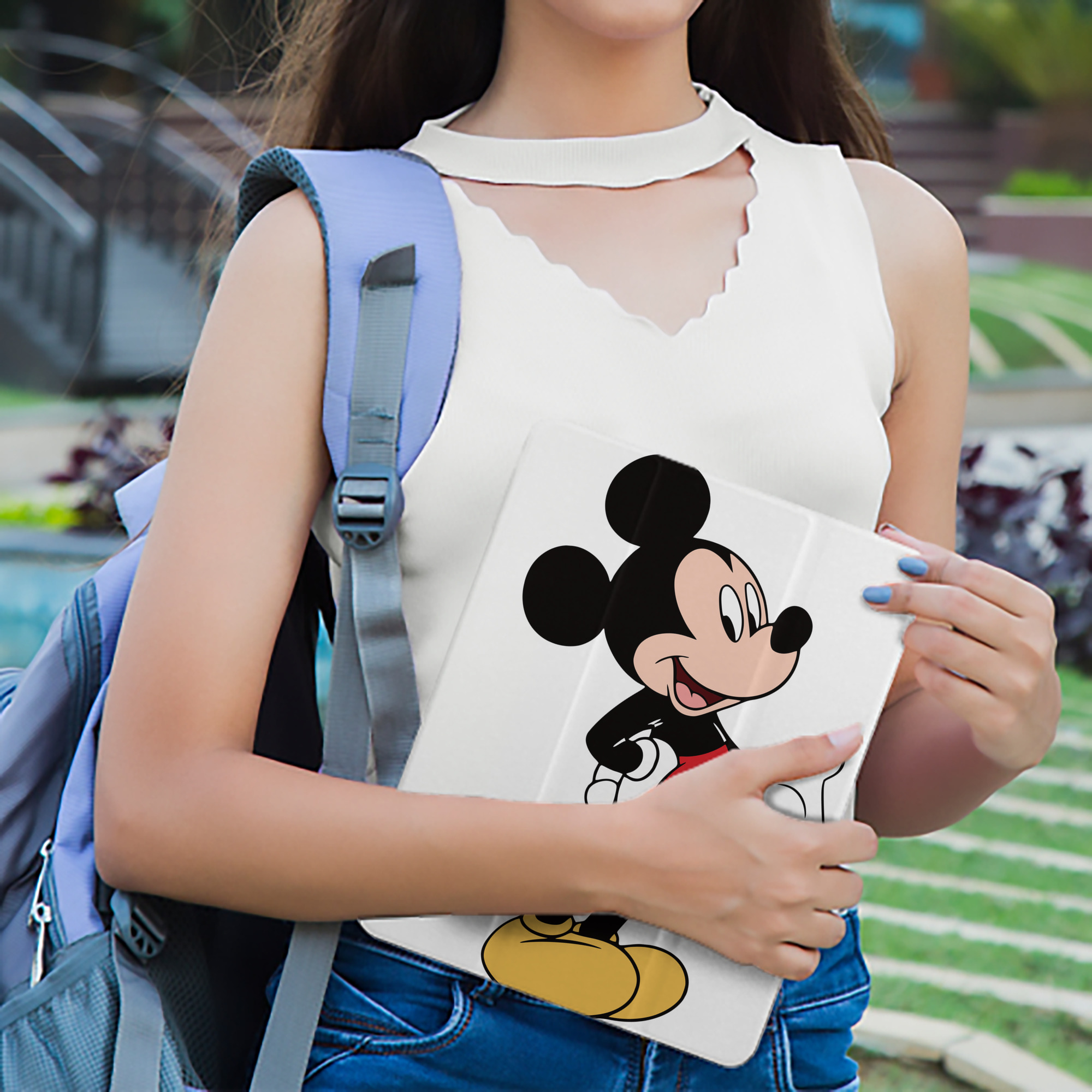 ミッキーマウス Mickey Mouse IPad ケース ペン収納付き 三つ折りスタンド PUレザー×シリコン 対応機種9.5/10.5/10.9インチ