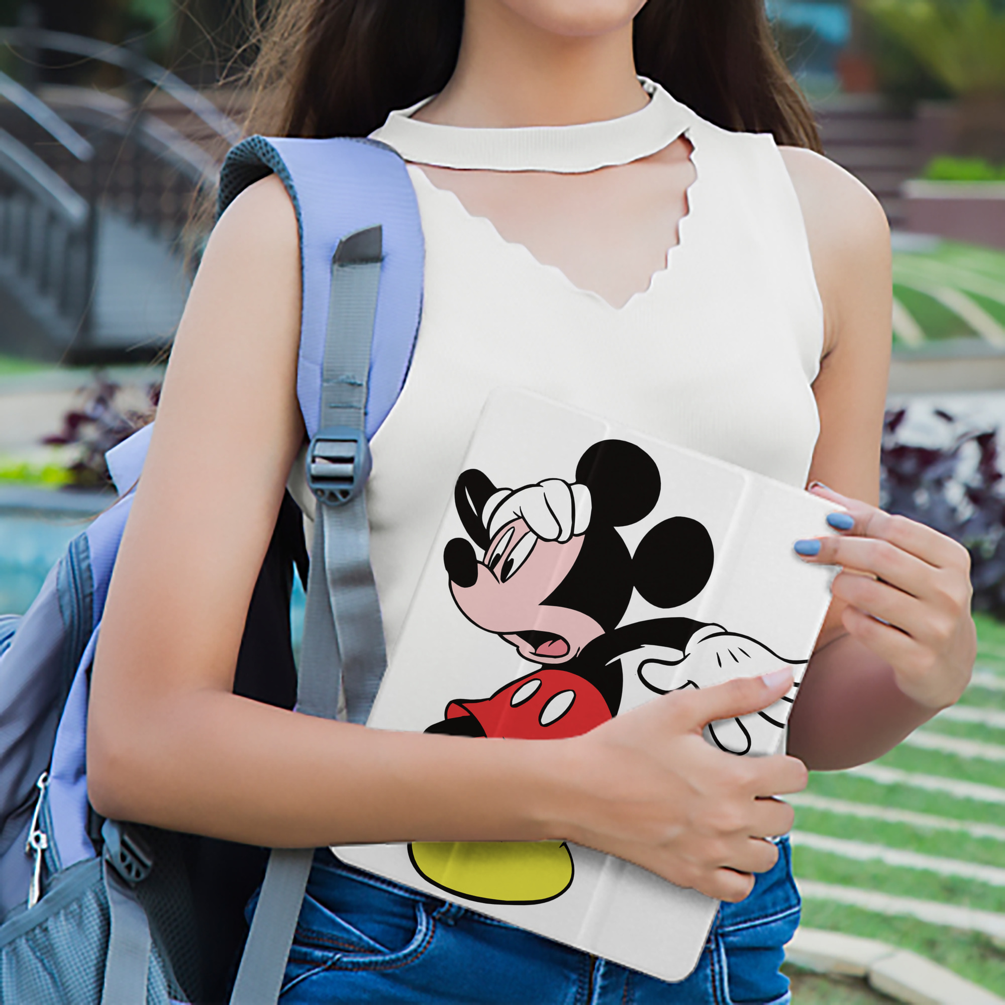 ミッキーマウス Mickey Mouse IPad ケース ペン収納付き 三つ折りスタンド PUレザー×シリコン 対応機種9.5/10.5/10.9インチ