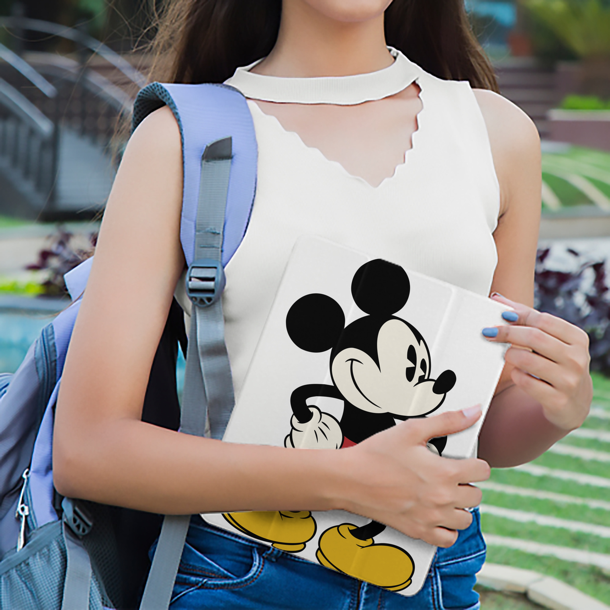 ミッキーマウス Mickey Mouse IPad ケース ペン収納付き 三つ折りスタンド PUレザー×シリコン 対応機種9.5/10.5/10.9インチ