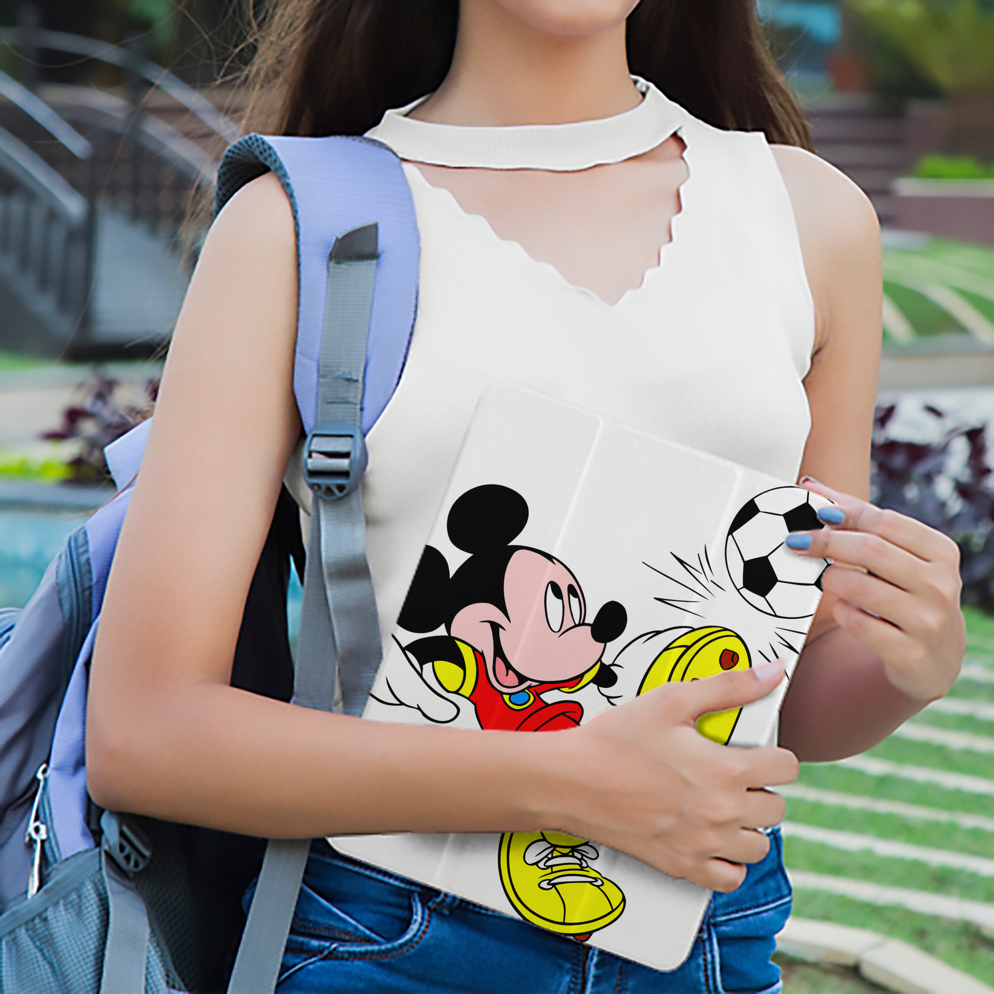 ミッキーマウス Mickey Mouse IPad ケース ペン収納付き 三つ折りスタンド PUレザー×シリコン 対応機種9.5/10.5/10.9インチ